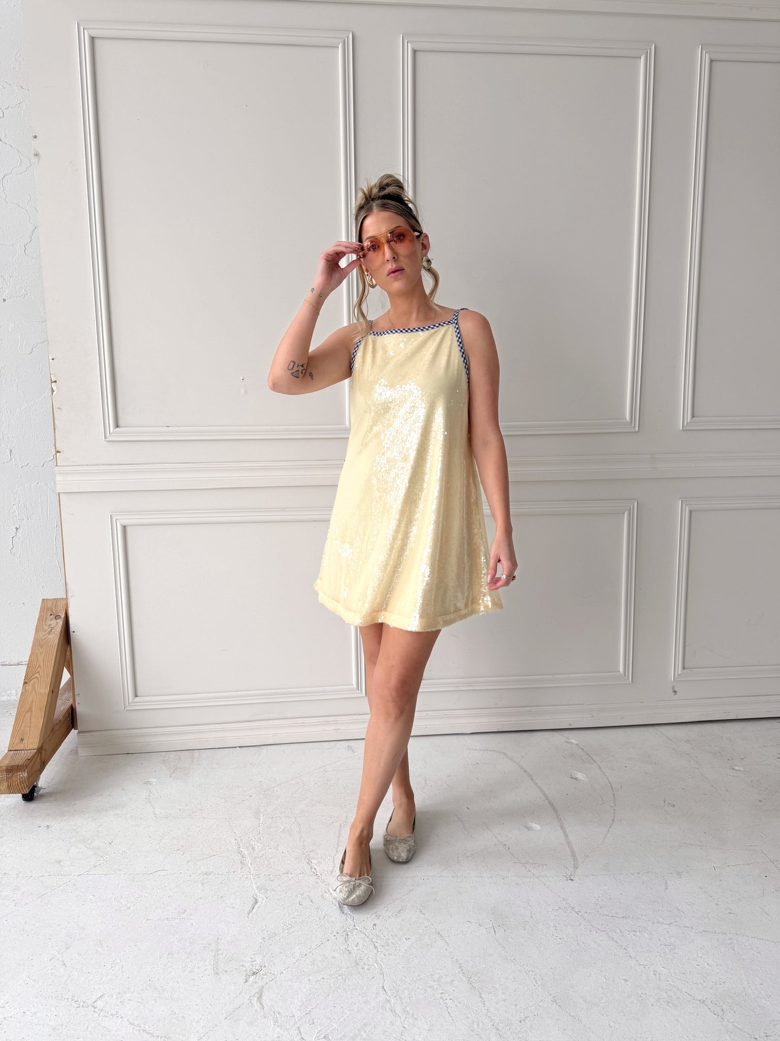 Frnch Trancoso Dress in Jaune Pale Japle