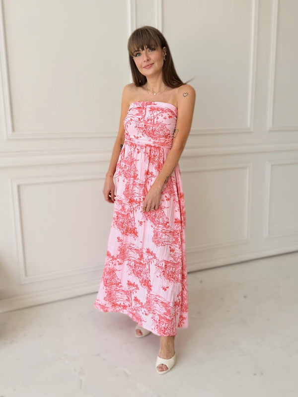 Meet Me in Santorini Sunset Cottage Tube Maxi Dress