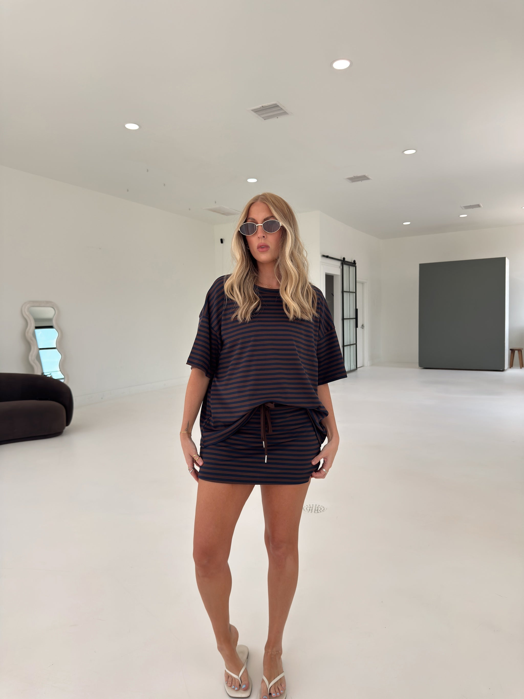 Pre-Order Weekender Stripe Top - Brown/Navy (restock eta 8/30)