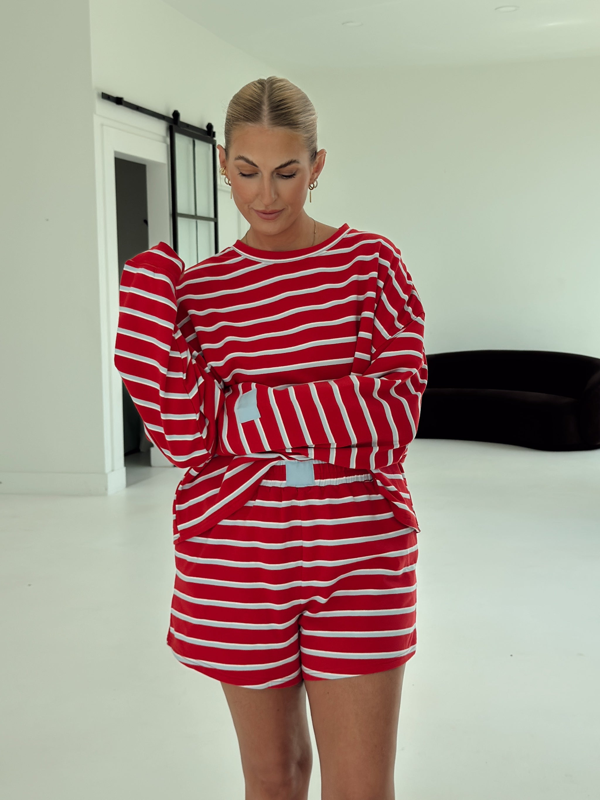Crosby Stripe Shorts - Tomato and Baby Blue