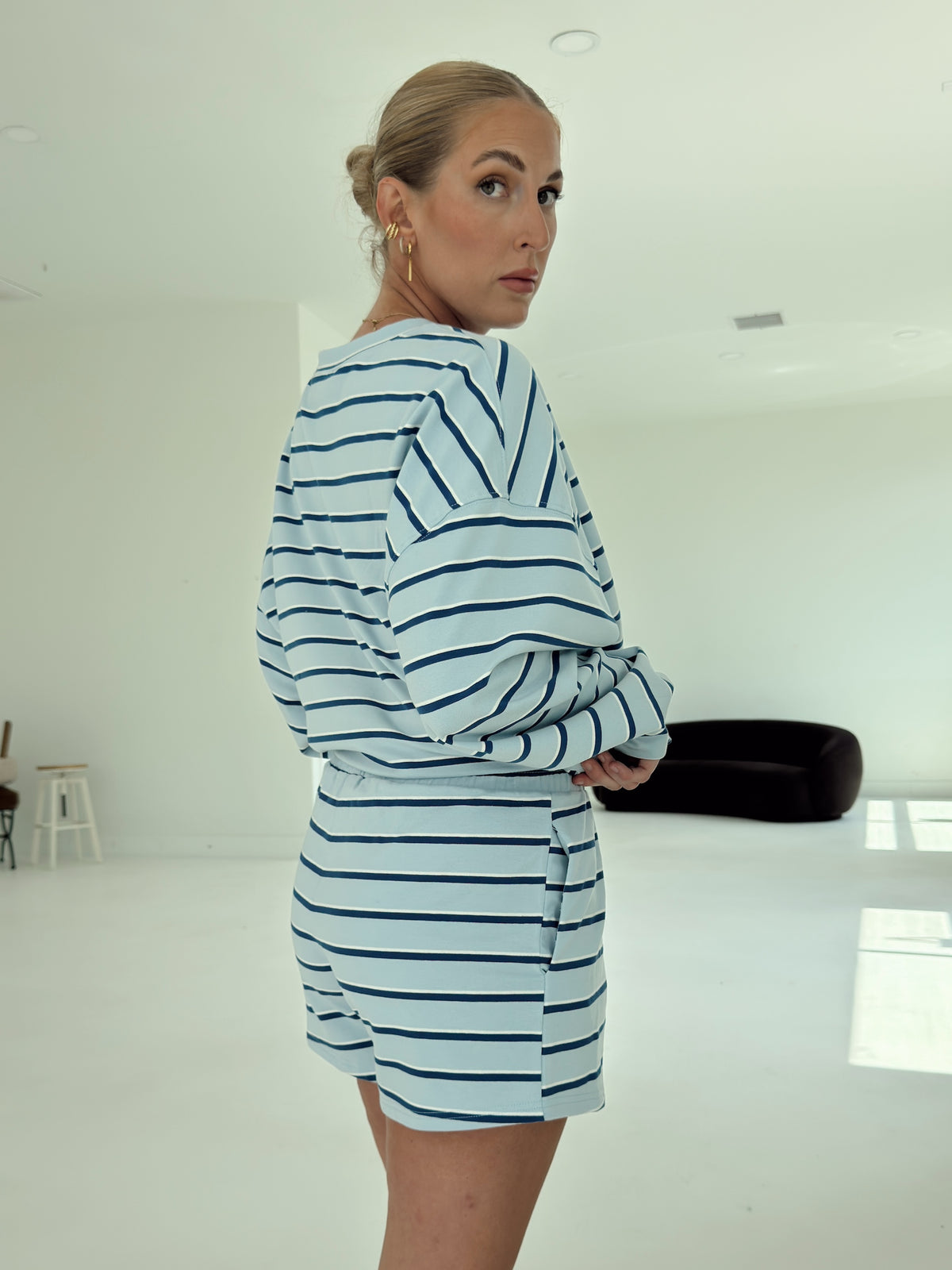 Crosby Stripe Shorts - Navy and Baby Blue