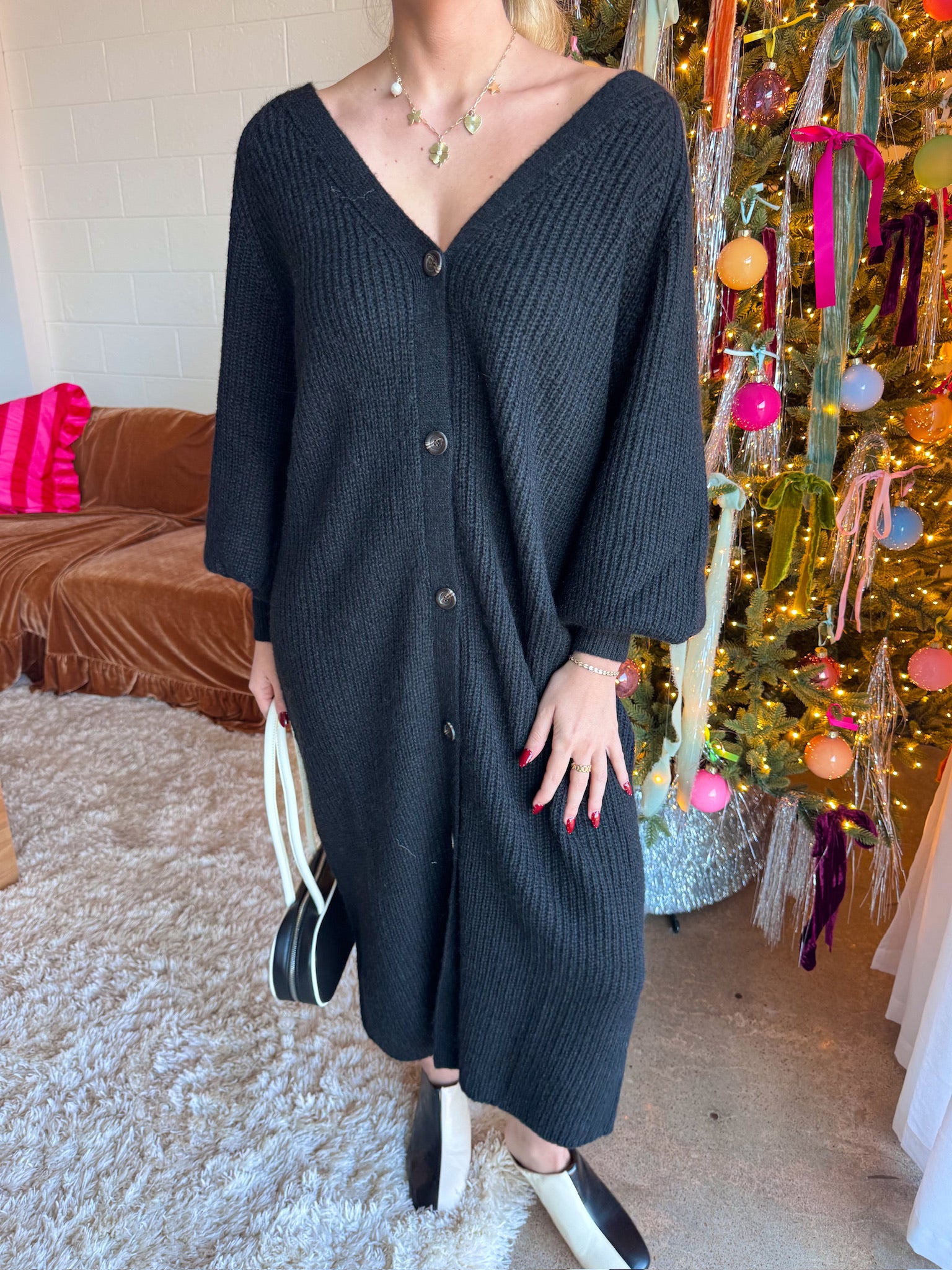 Meet Me in Santorini Sweater Duster - Black