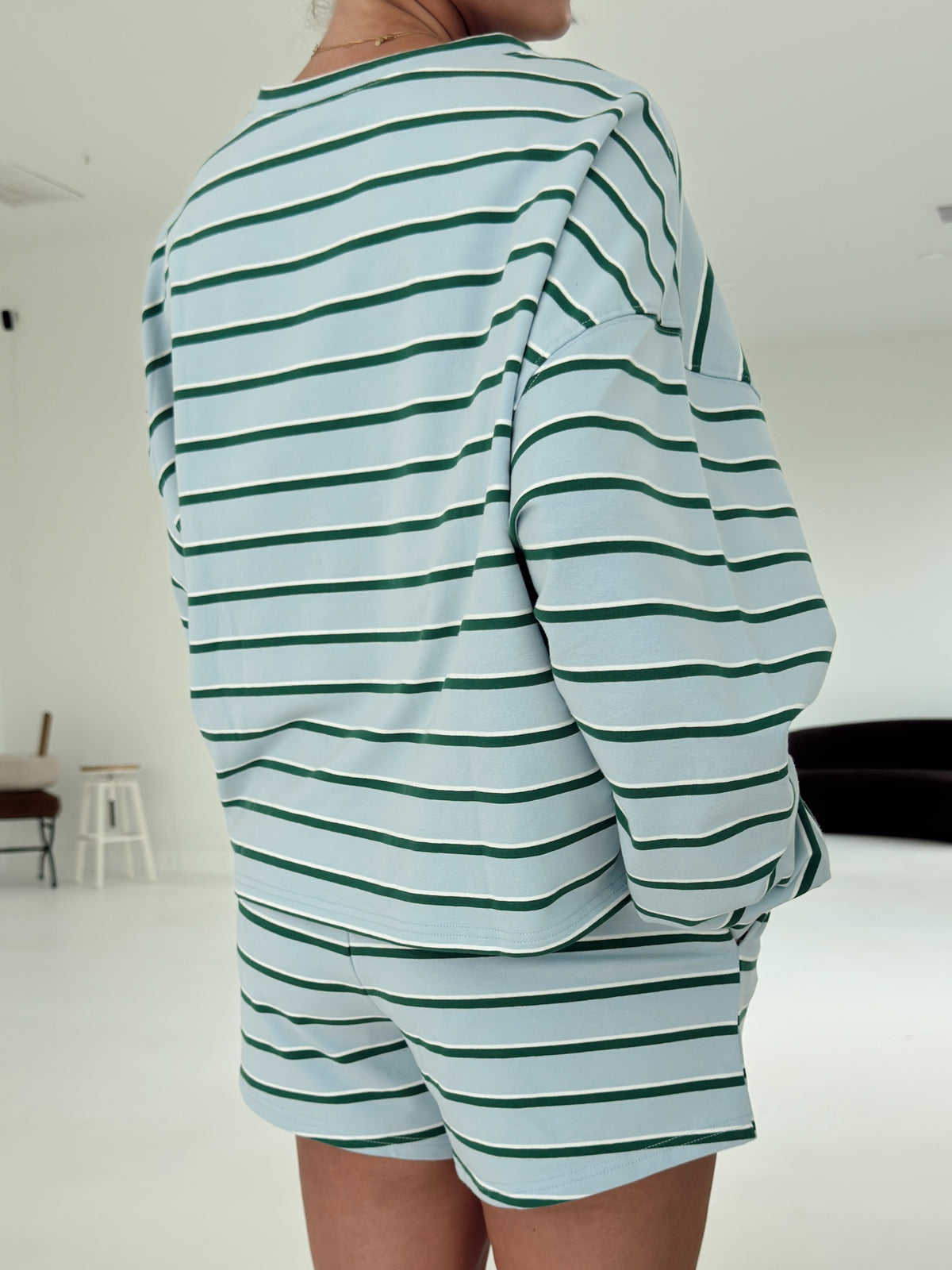 Crosby Stripe Shorts - Baby Blue and Green