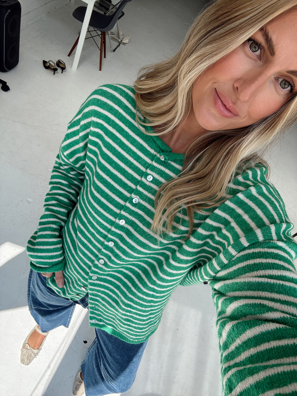 Brynn Striped Cardigan - Green