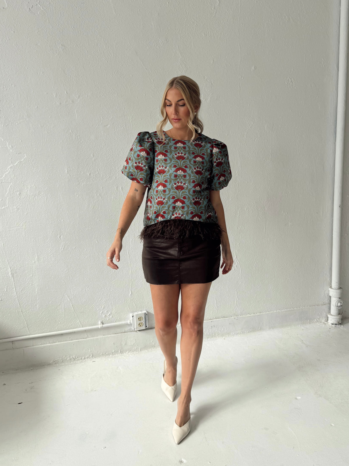 Merritt Feathered and Floral Top