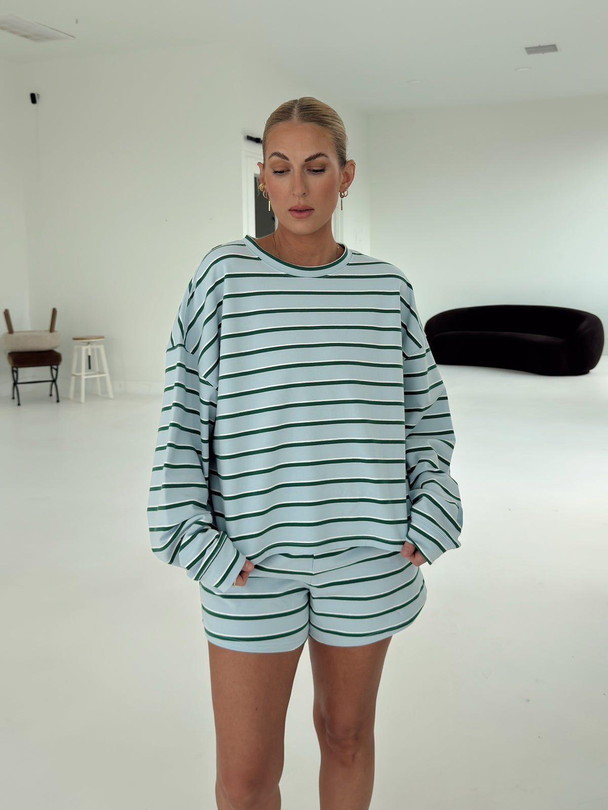 Crosby Stripe Shorts - Baby Blue and Green