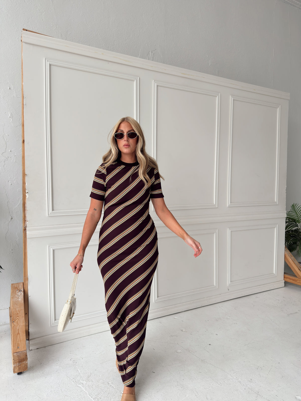 Red Brown Combo Maxi Dress
