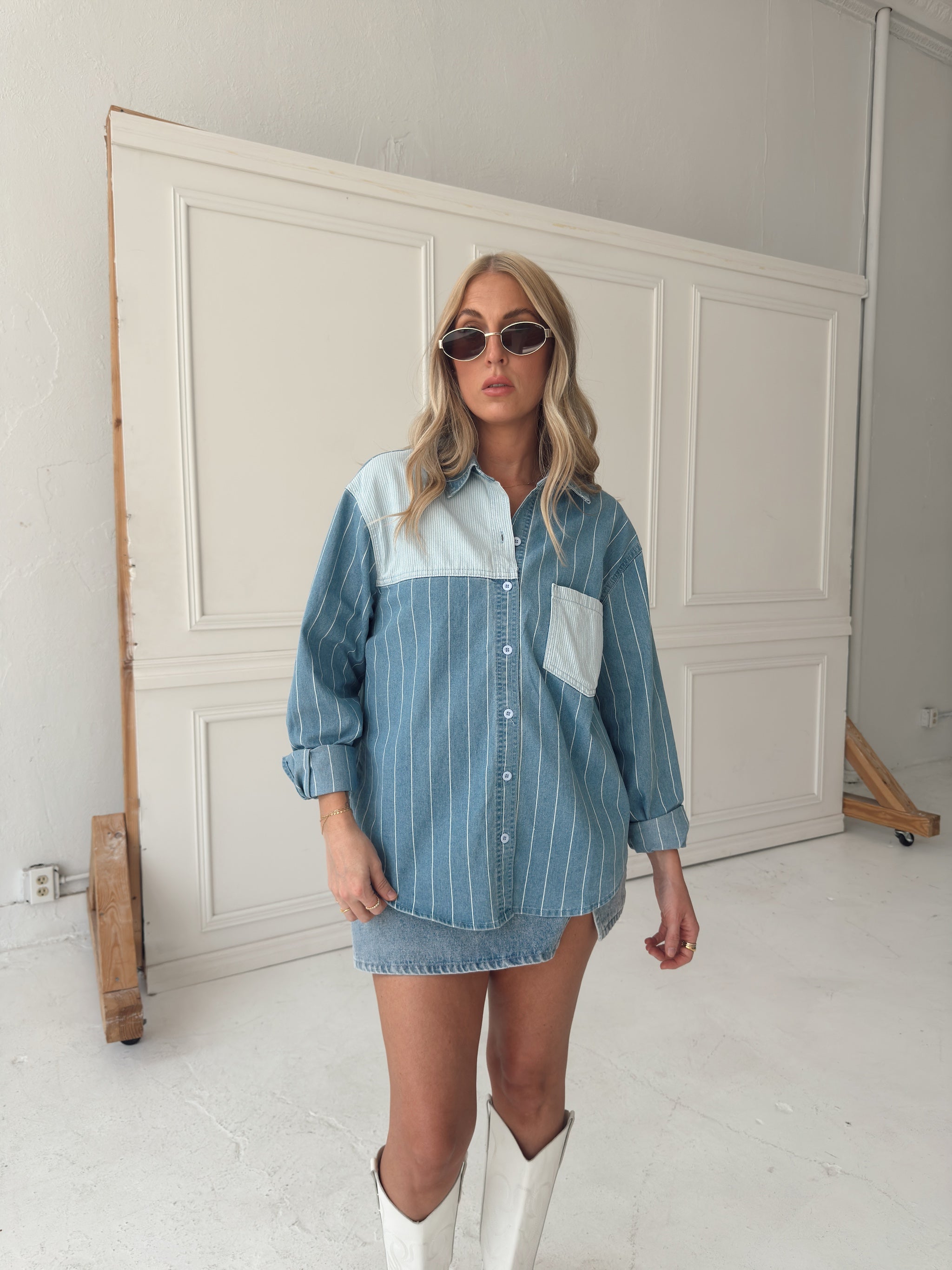 Baylee Blue Denim Button Down