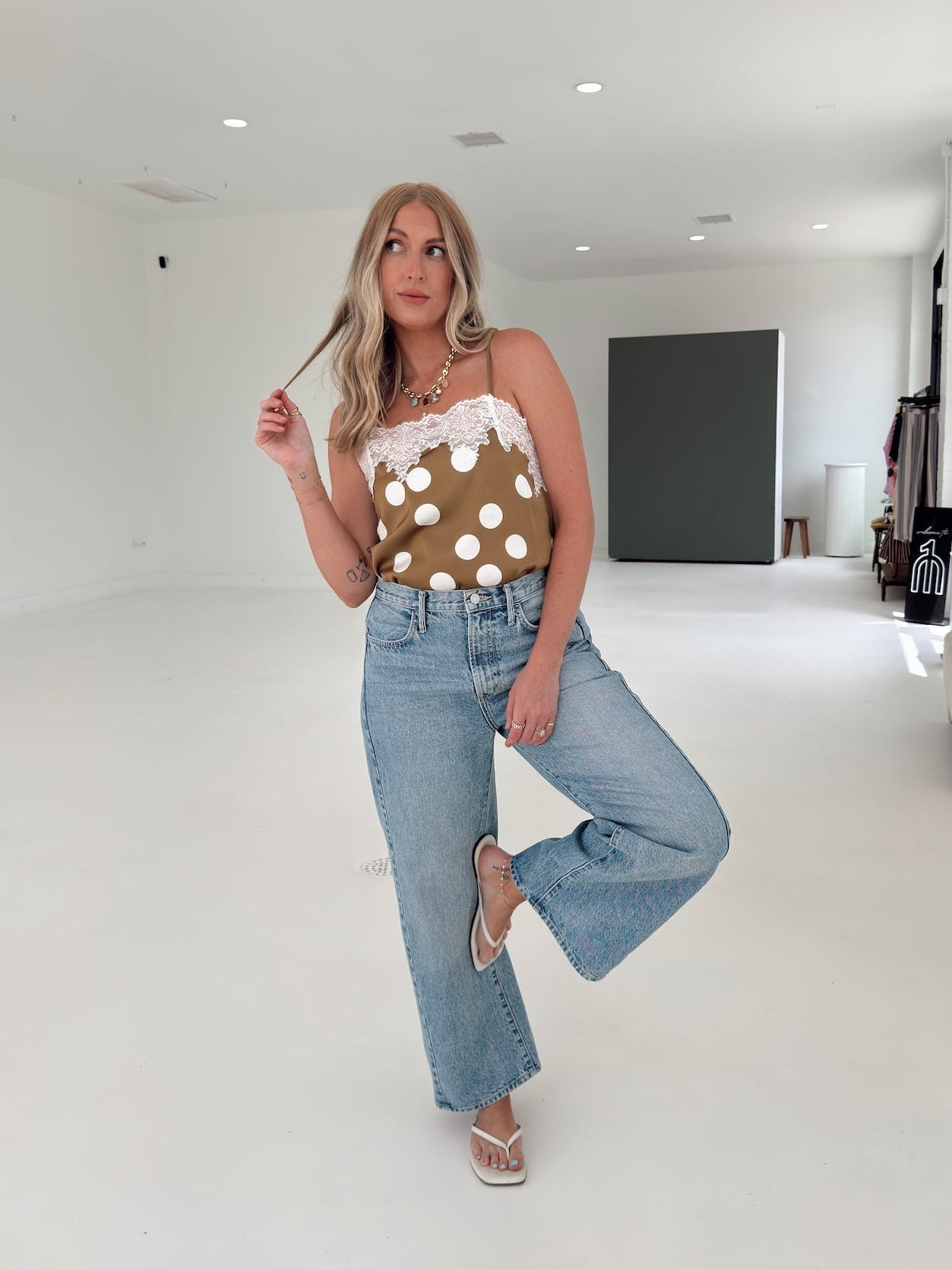 Kelsey Lace Polka Dot Tank