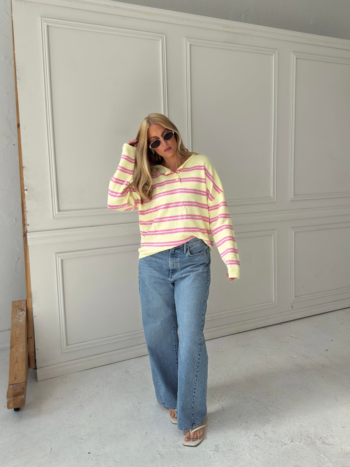 Caroline Cozy Stripe Knit Sweater - Yellow