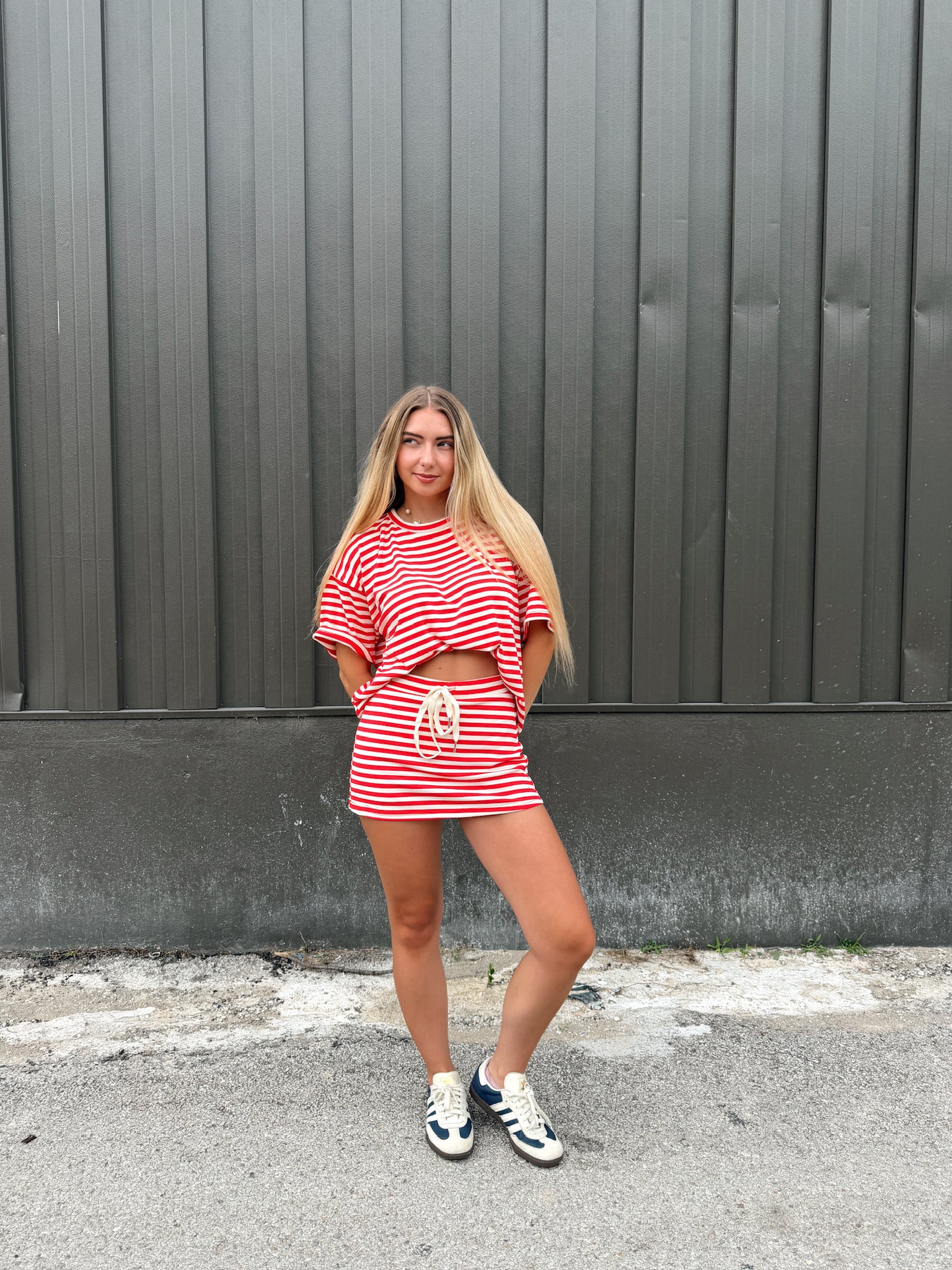 Weekender Stripe Skort - Red