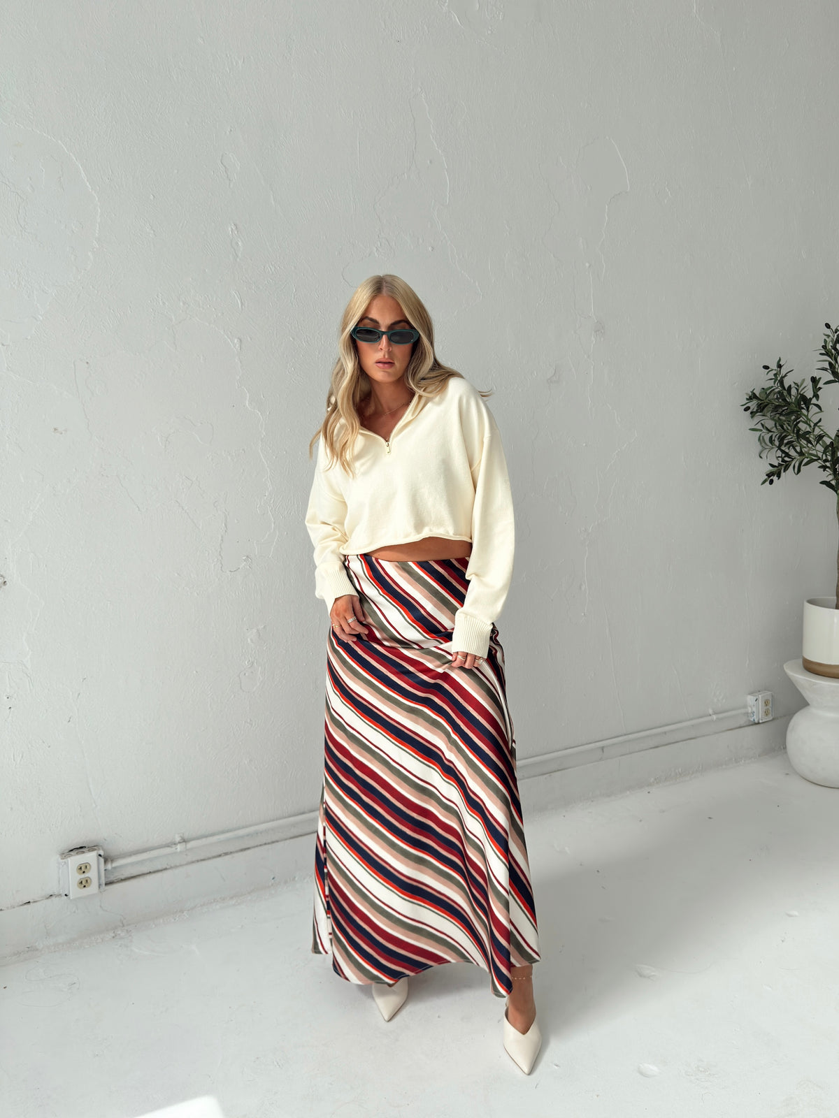 Pre-Order Dani Diagonal Stripe Maxi Skirt (restock eta 10/19)