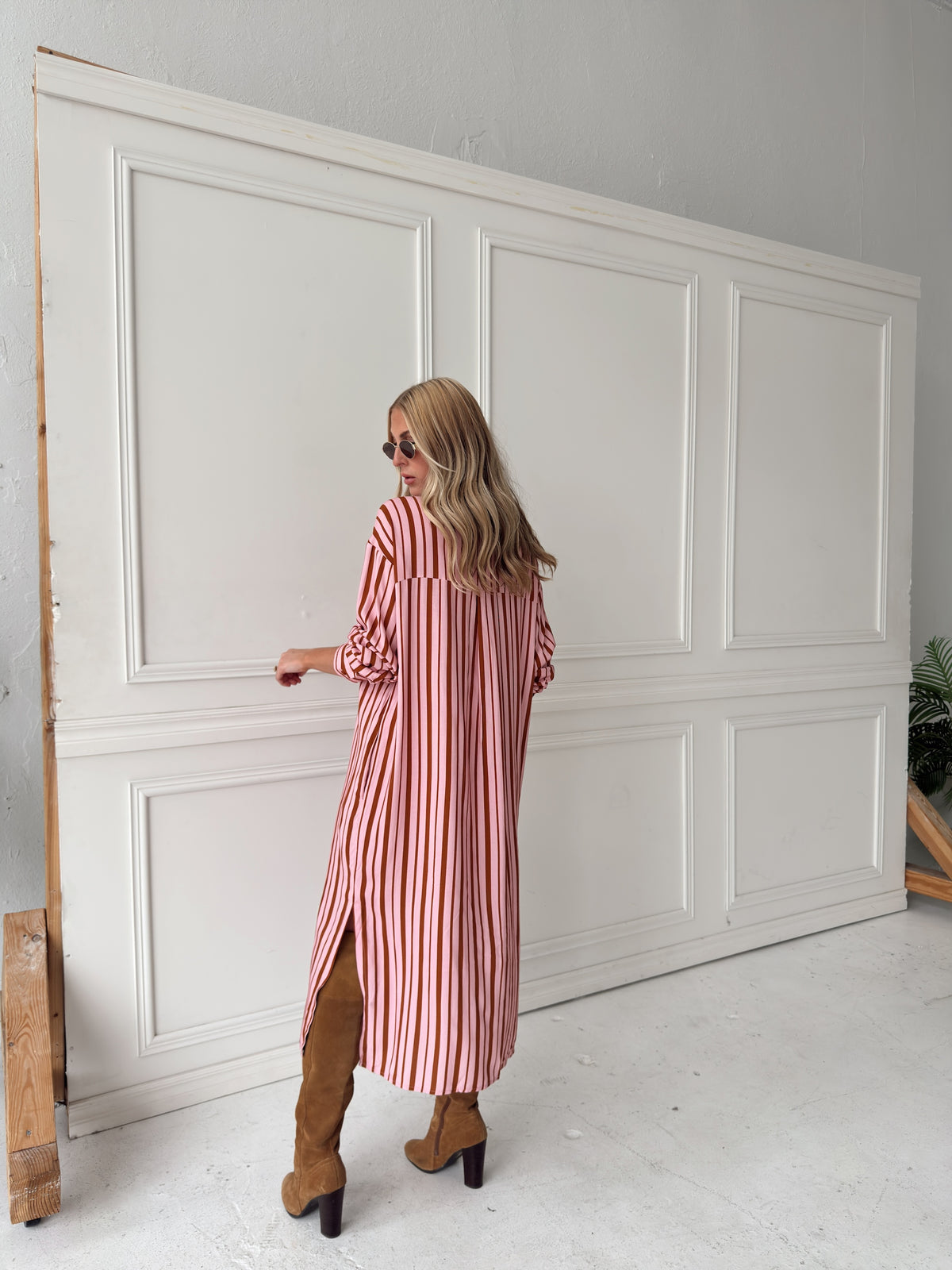 Warren Pink & Brown Midi Dress