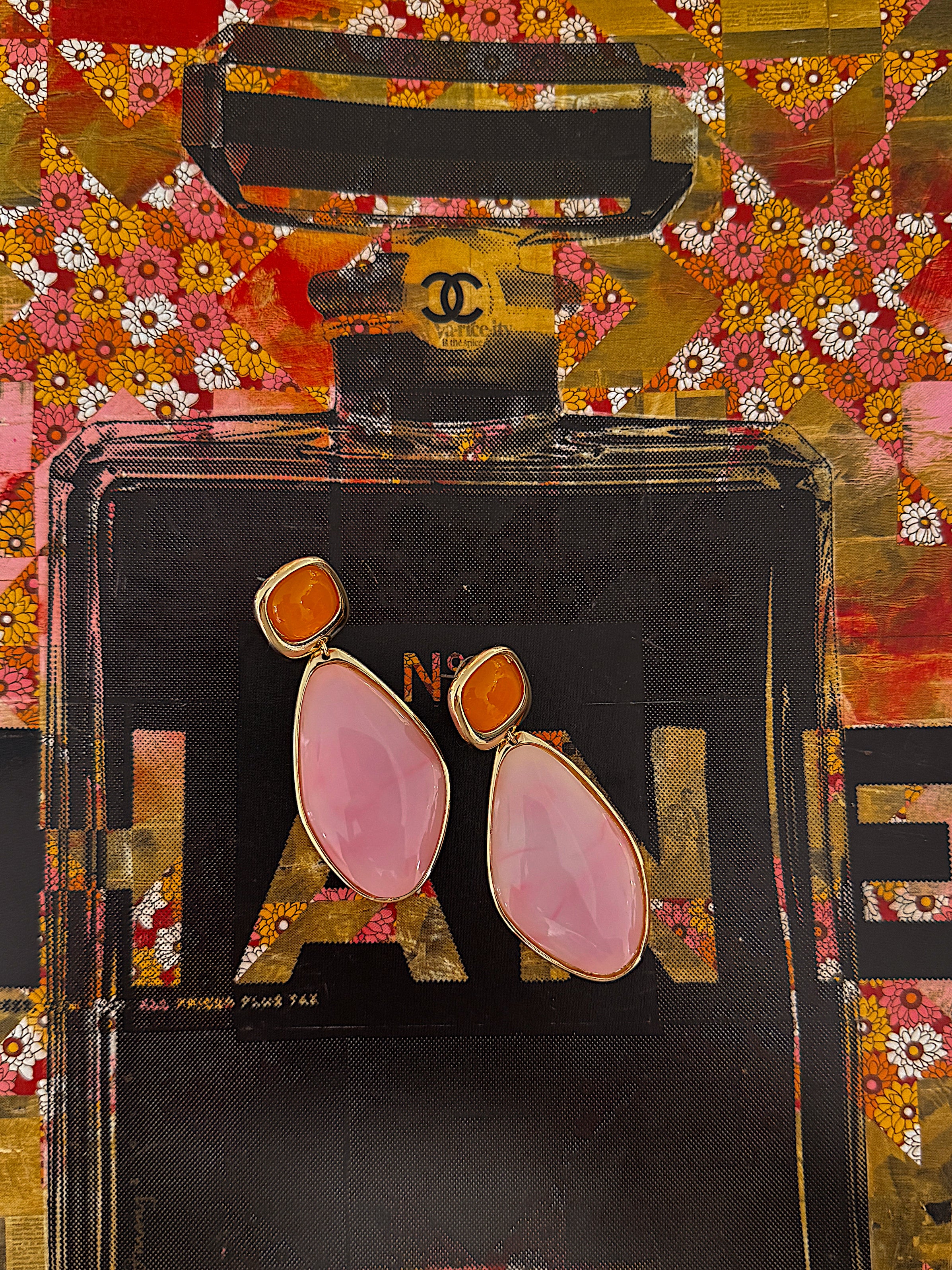Resin Metal Teardrop Drop Earring