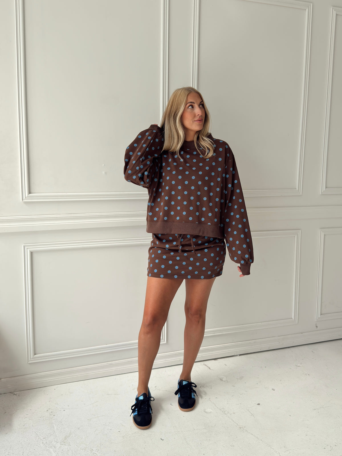 Briley Polka Dot Mock Neck Sweatshirt