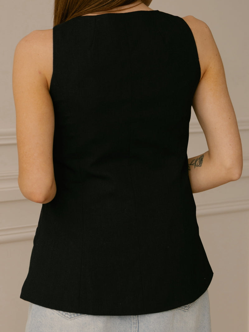 Black Linen Vest
