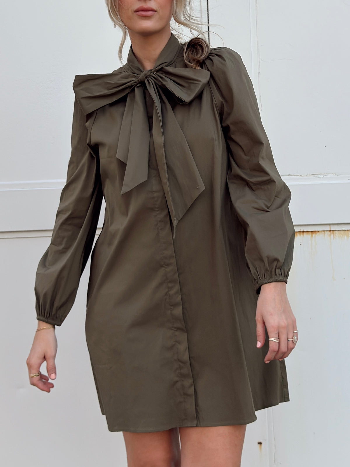Thelma Olive Tie Neck Dress