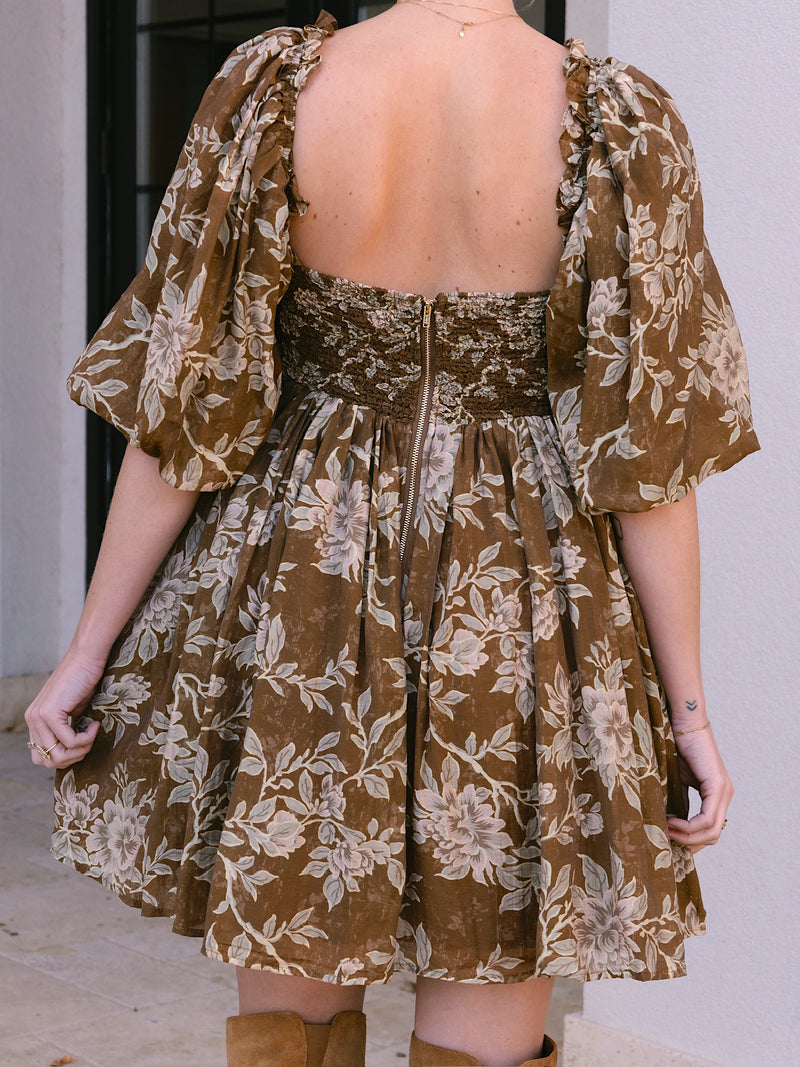 Brown Floral Mini