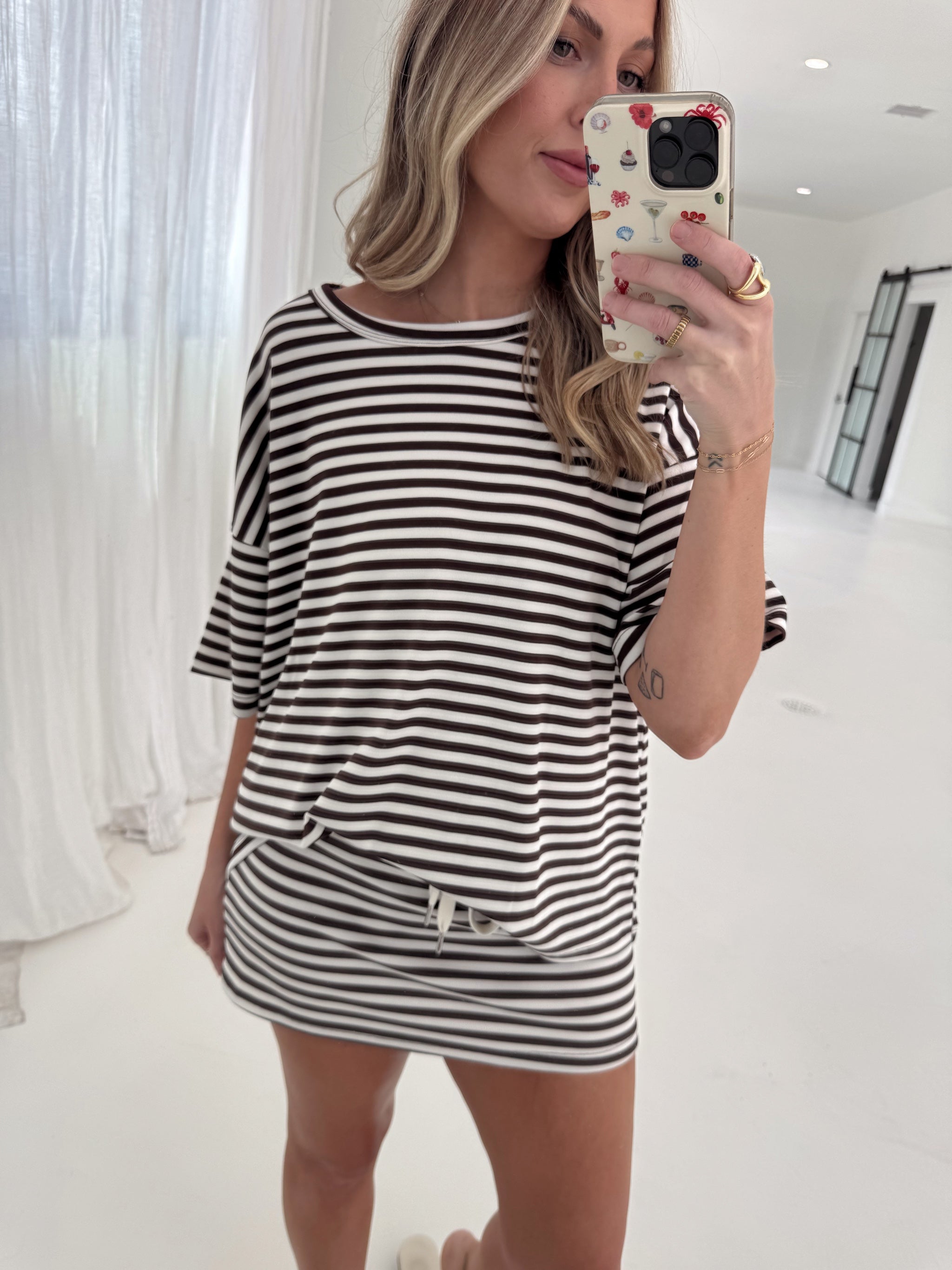 Pre-Order Weekender Stripe Top - Brown (restock eta 8/30)