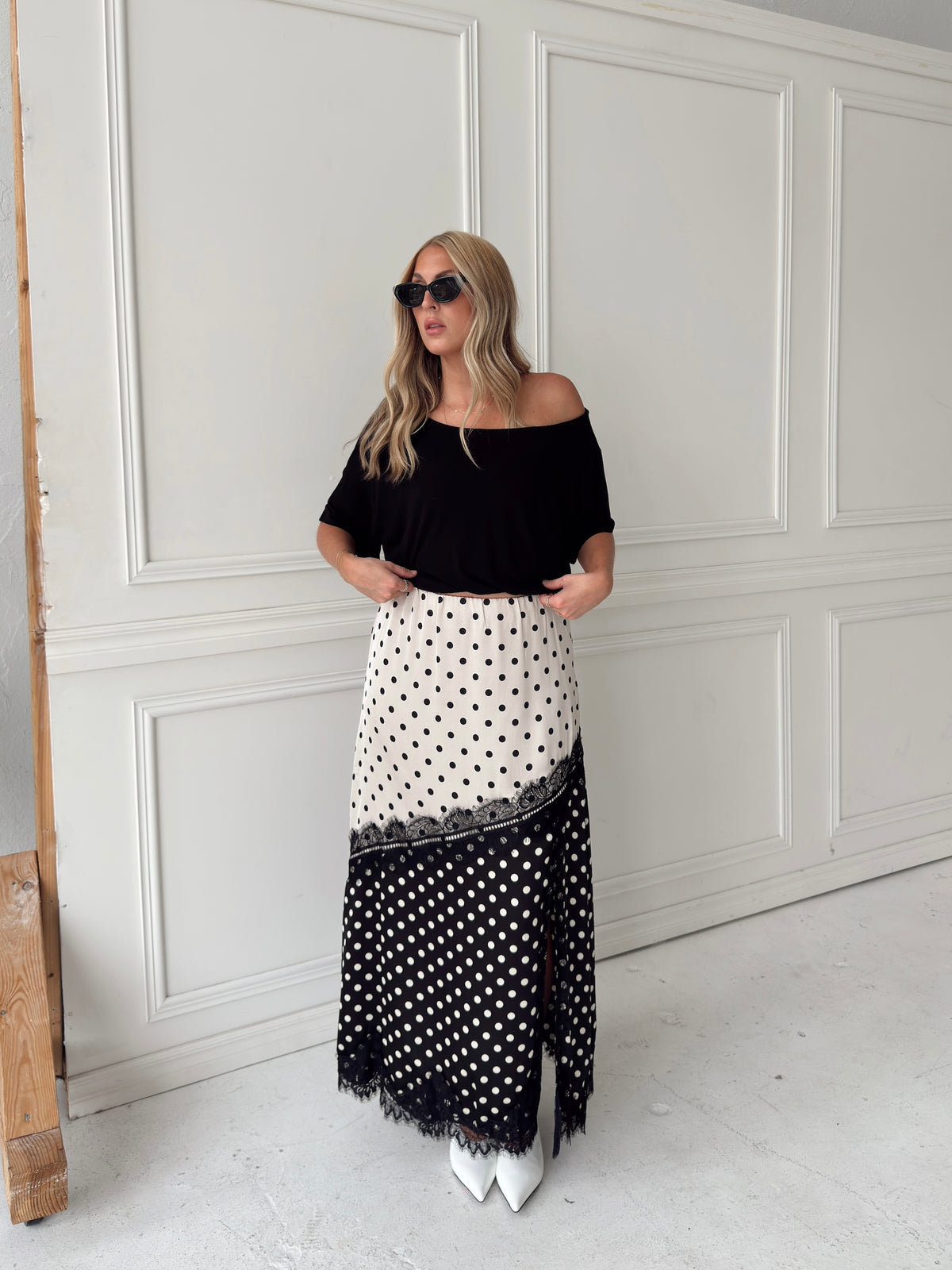 Diana Dual-Tone Polka Dot Maxi Skirt