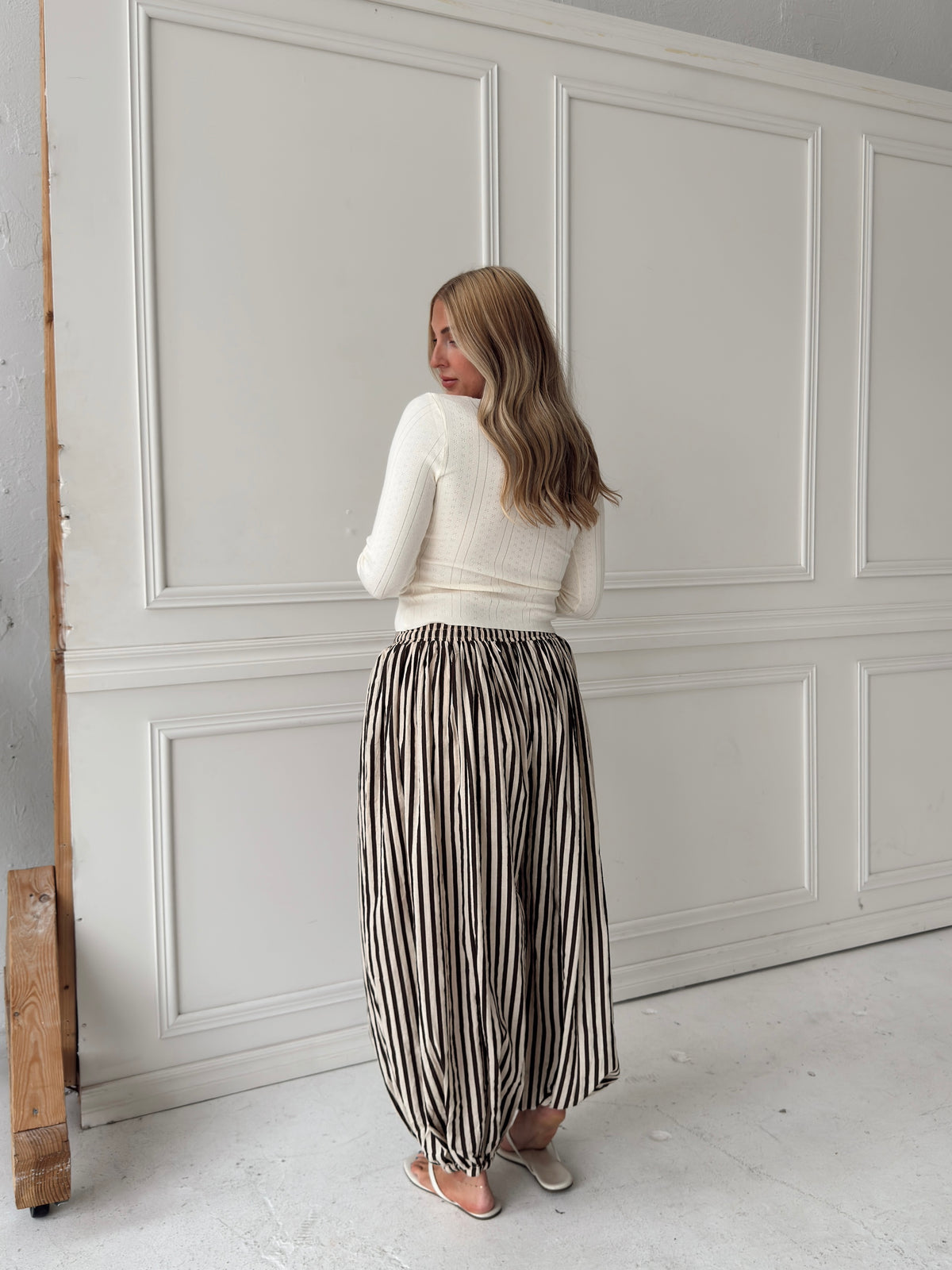 Michaela Stripe Balloon Pant - Brown