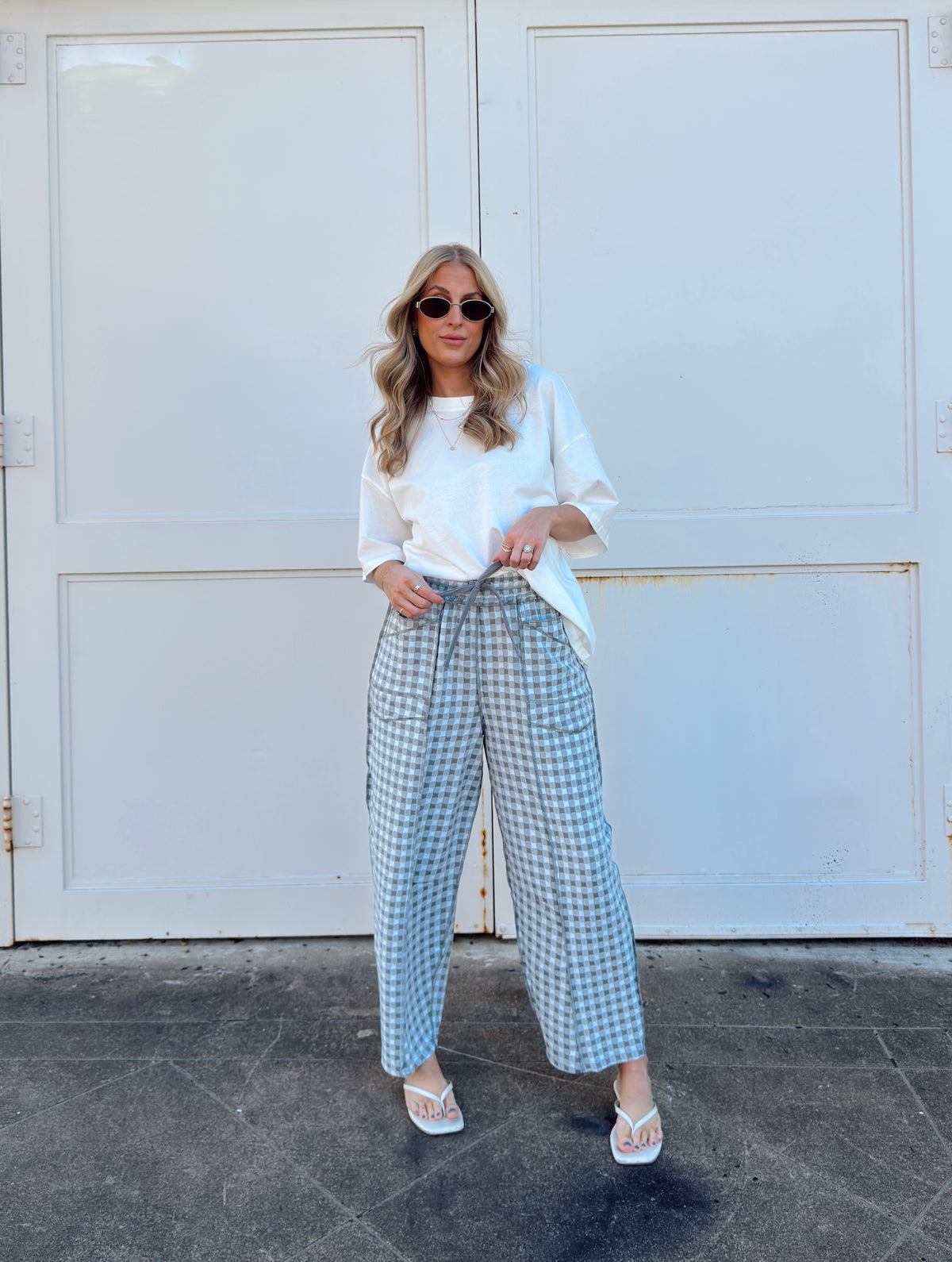 Bailey Barrel Knit Pants - Blue Grey