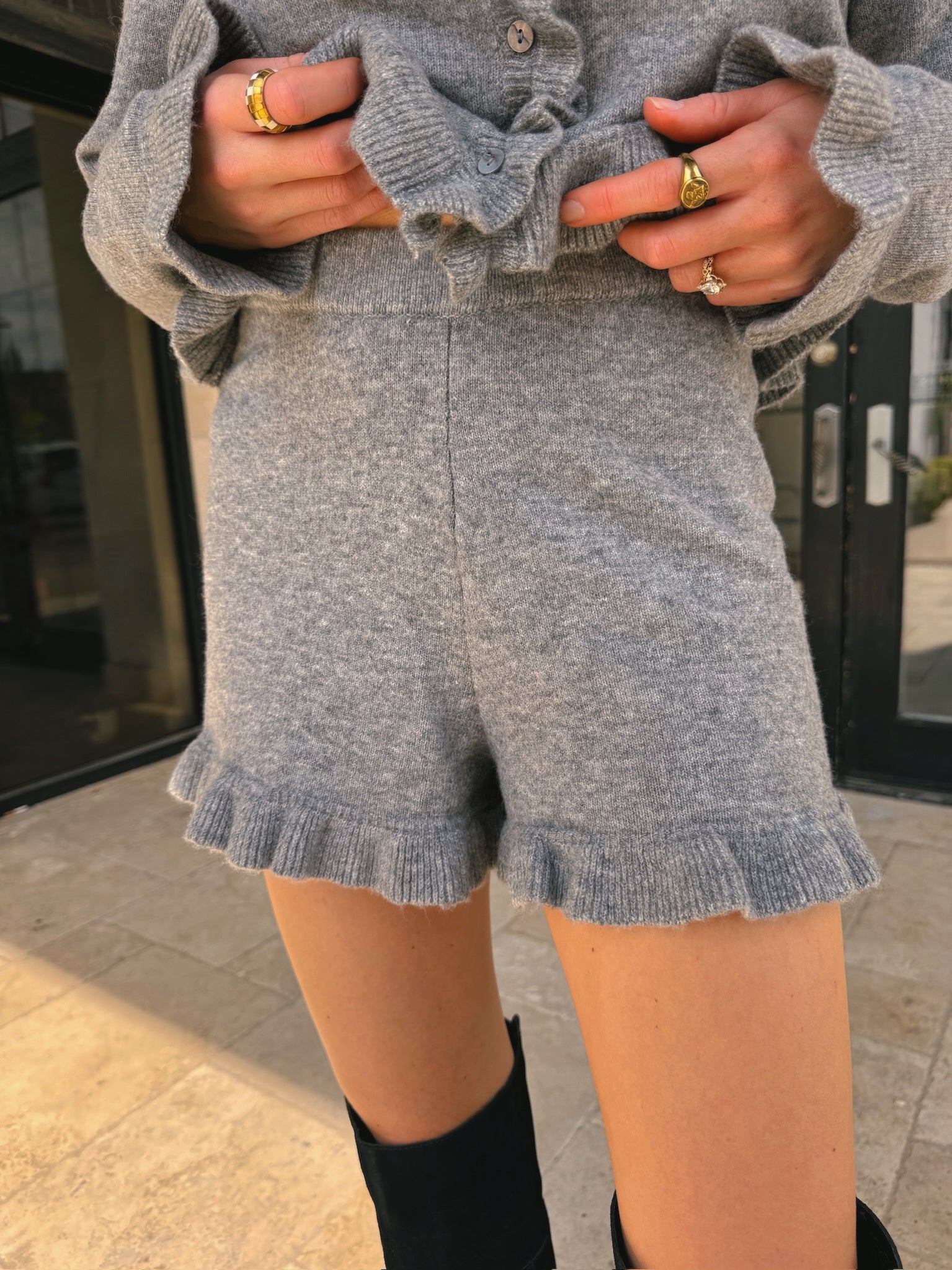 Ruffled Sweater Shorts