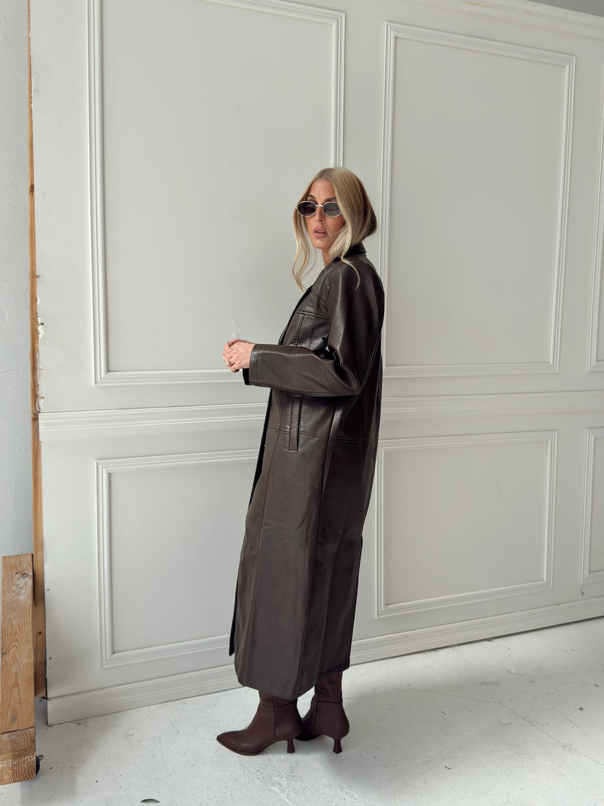 Freya Faux Leather Long Coat