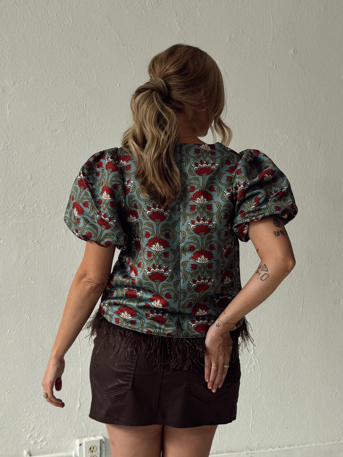 Merritt Feathered and Floral Top