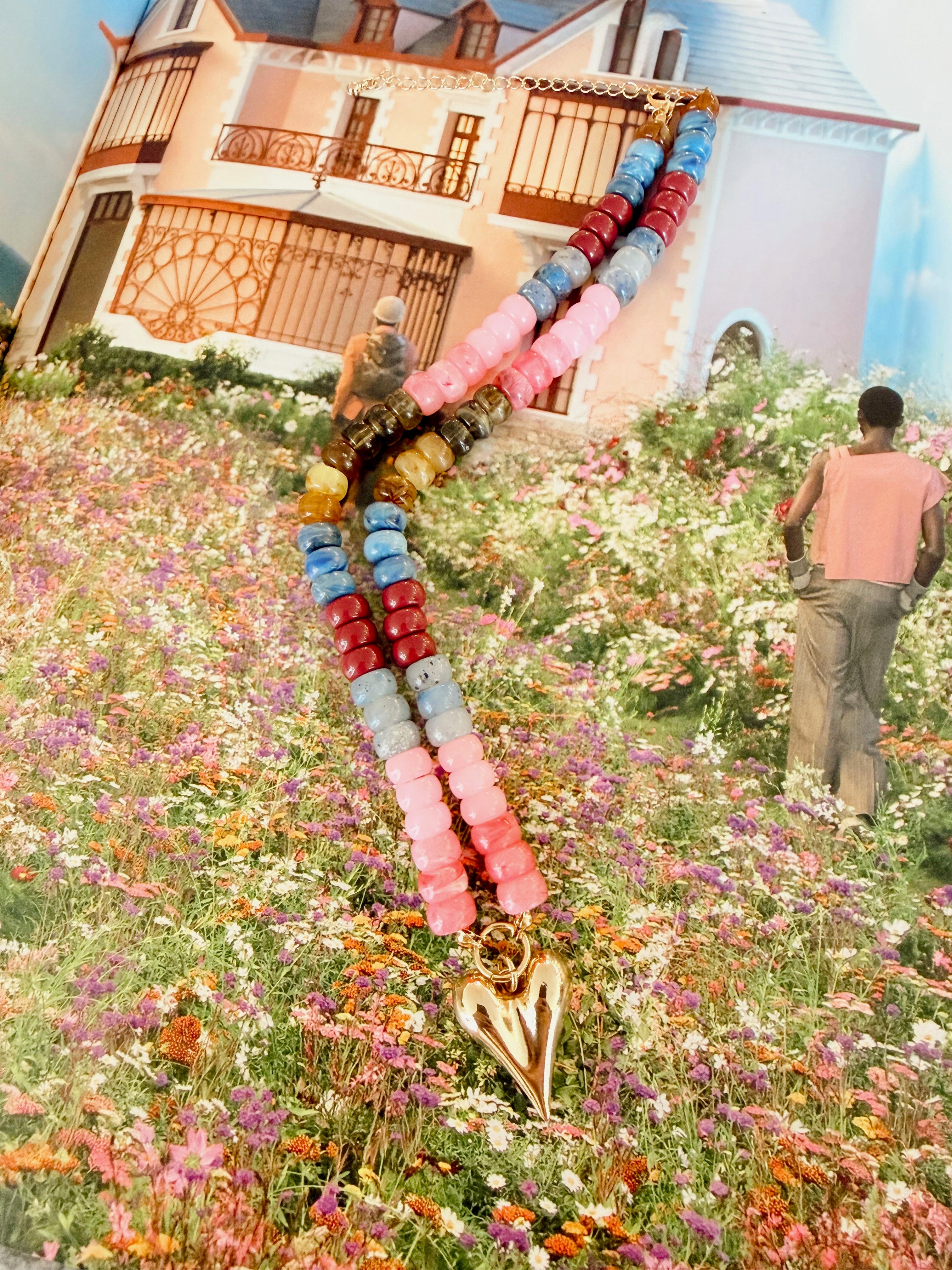 Gold Heart Beaded Necklace