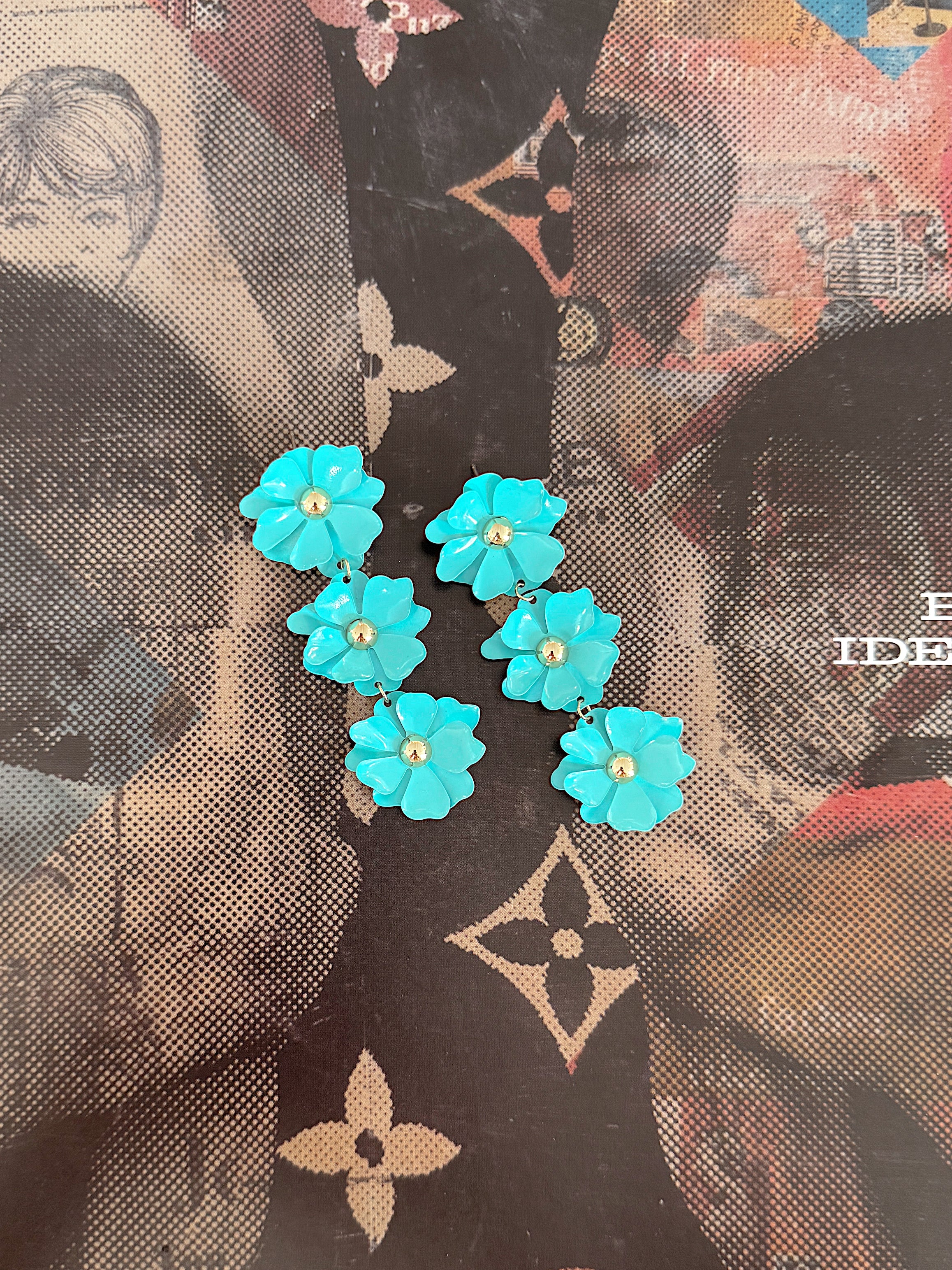 Triple Flower Dangle Drop Earring