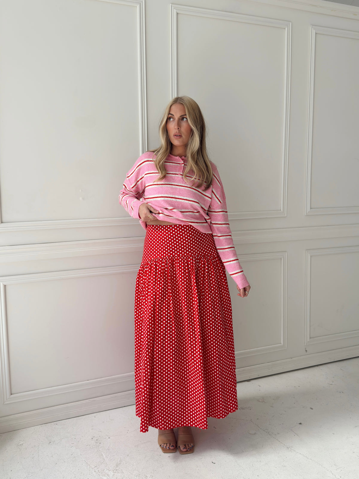 Set Your Sails Polka Dot Skirt - Red
