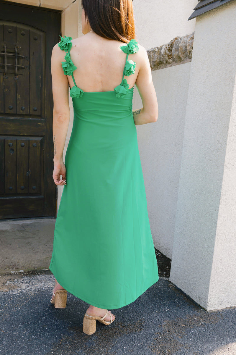 Endless Rose Kelly Green Rosette Midi Dress