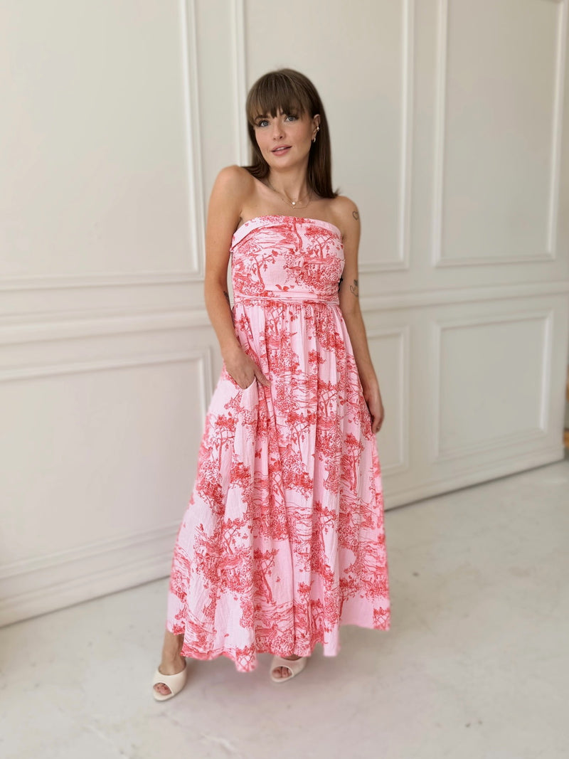 Meet Me in Santorini Sunset Cottage Tube Maxi Dress