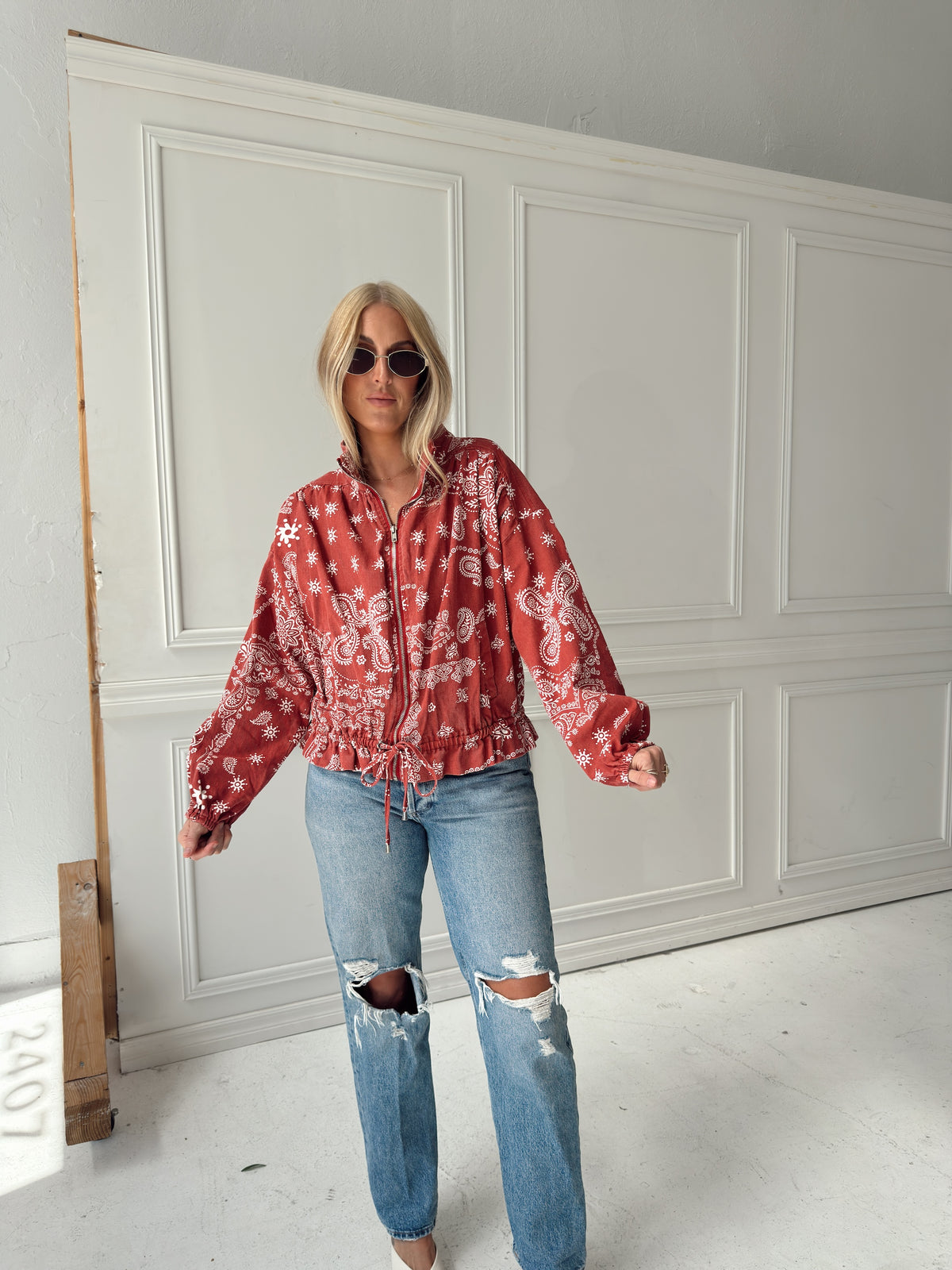 Chloe Bandana Print Bomber Jacket