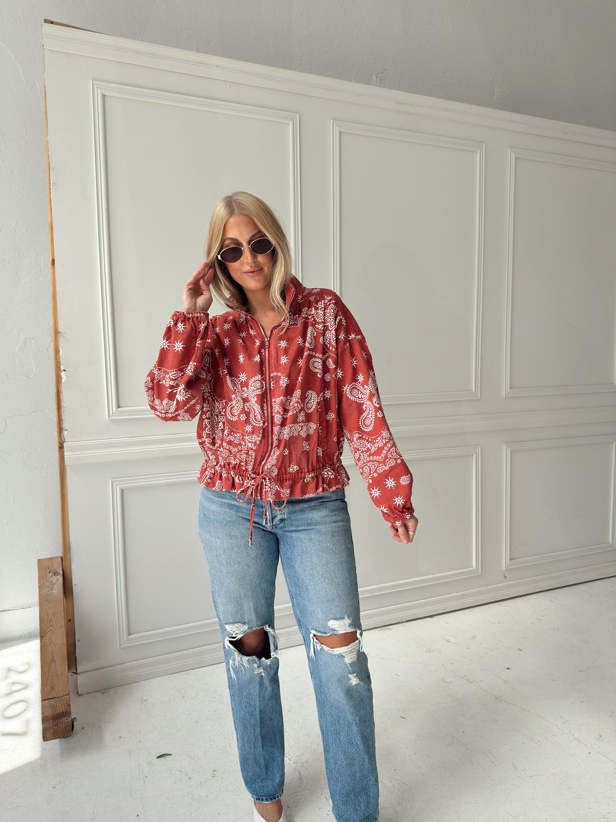 Chloe Bandana Print Bomber Jacket