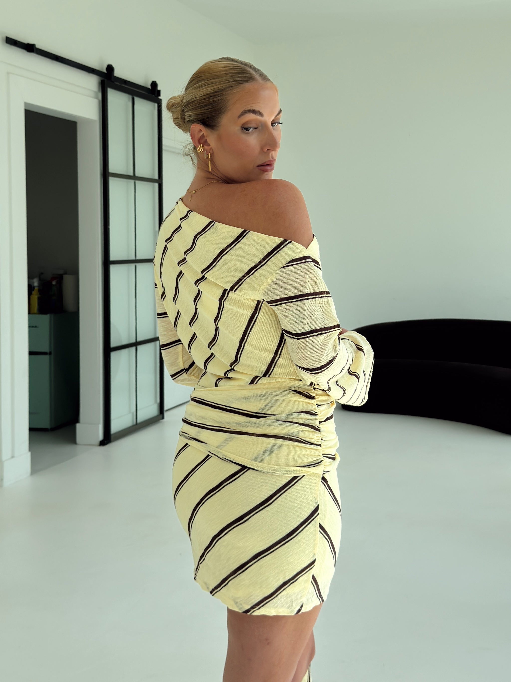 Abigail Yellow Stripe Mini Dress