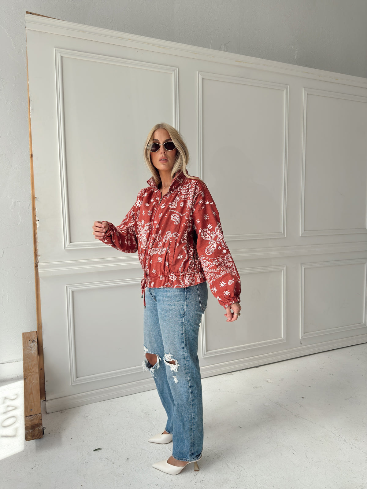 Chloe Bandana Print Bomber Jacket