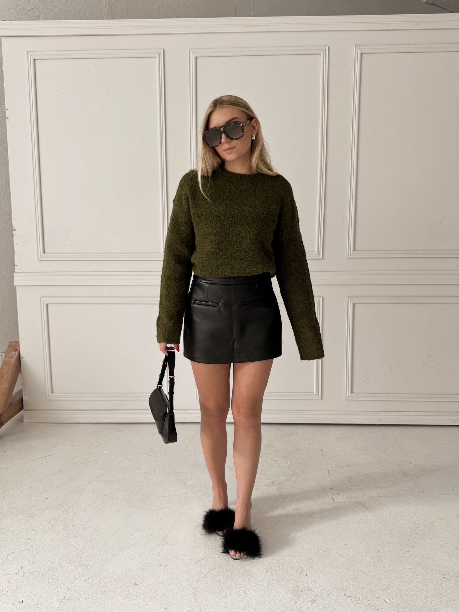 English Factory Cozy Roundneck Sweater - Khaki