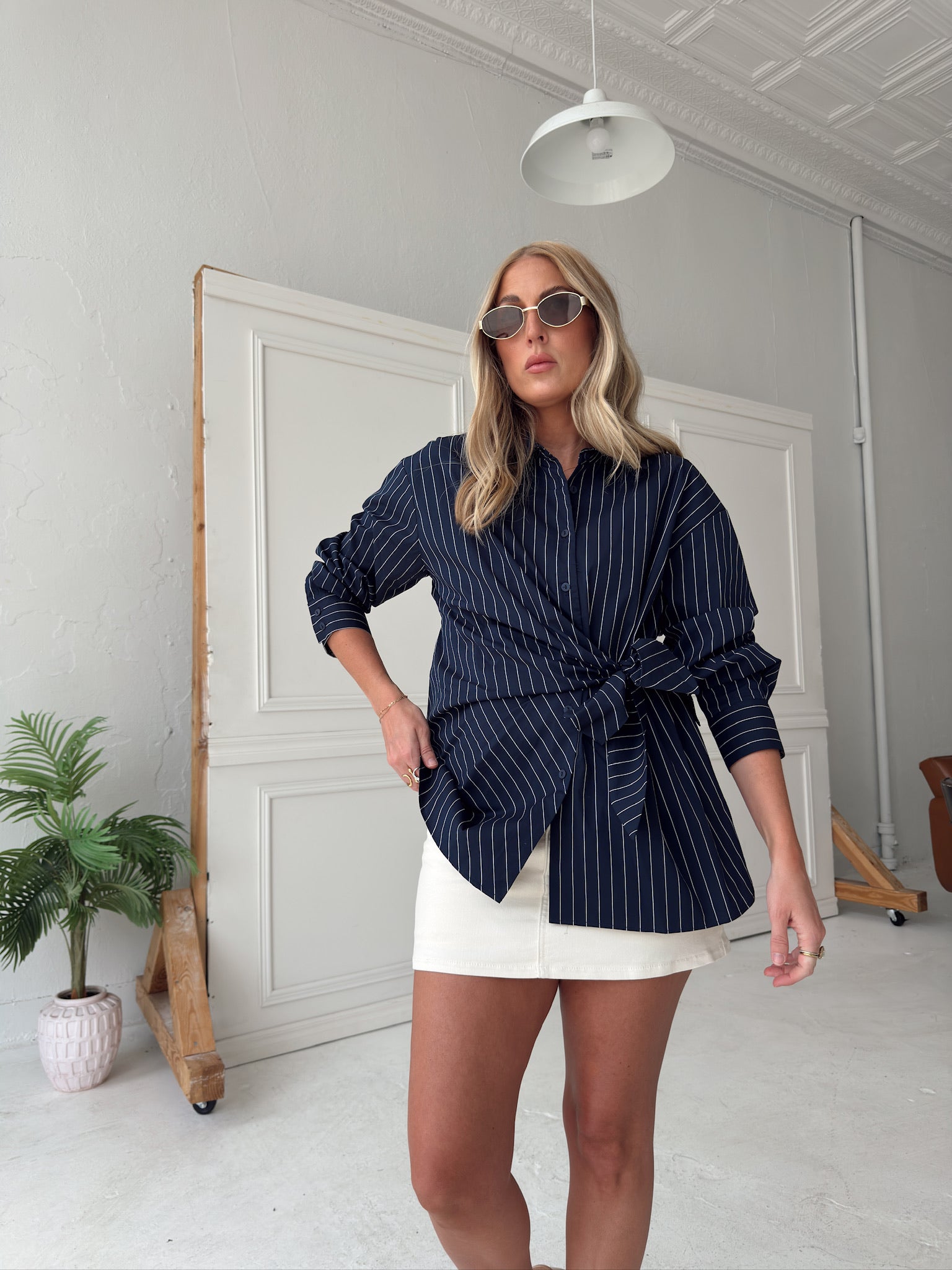 Beck Asymmetrical Tie Waist Top