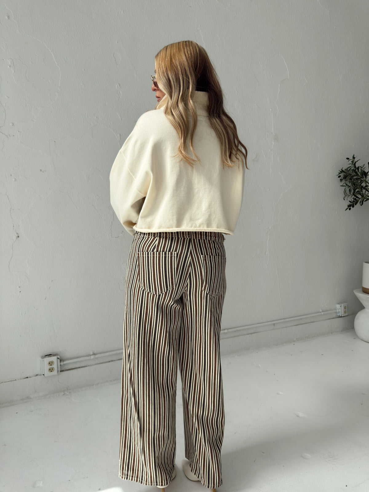 Britt Low Rise Buckle Stripe Pants