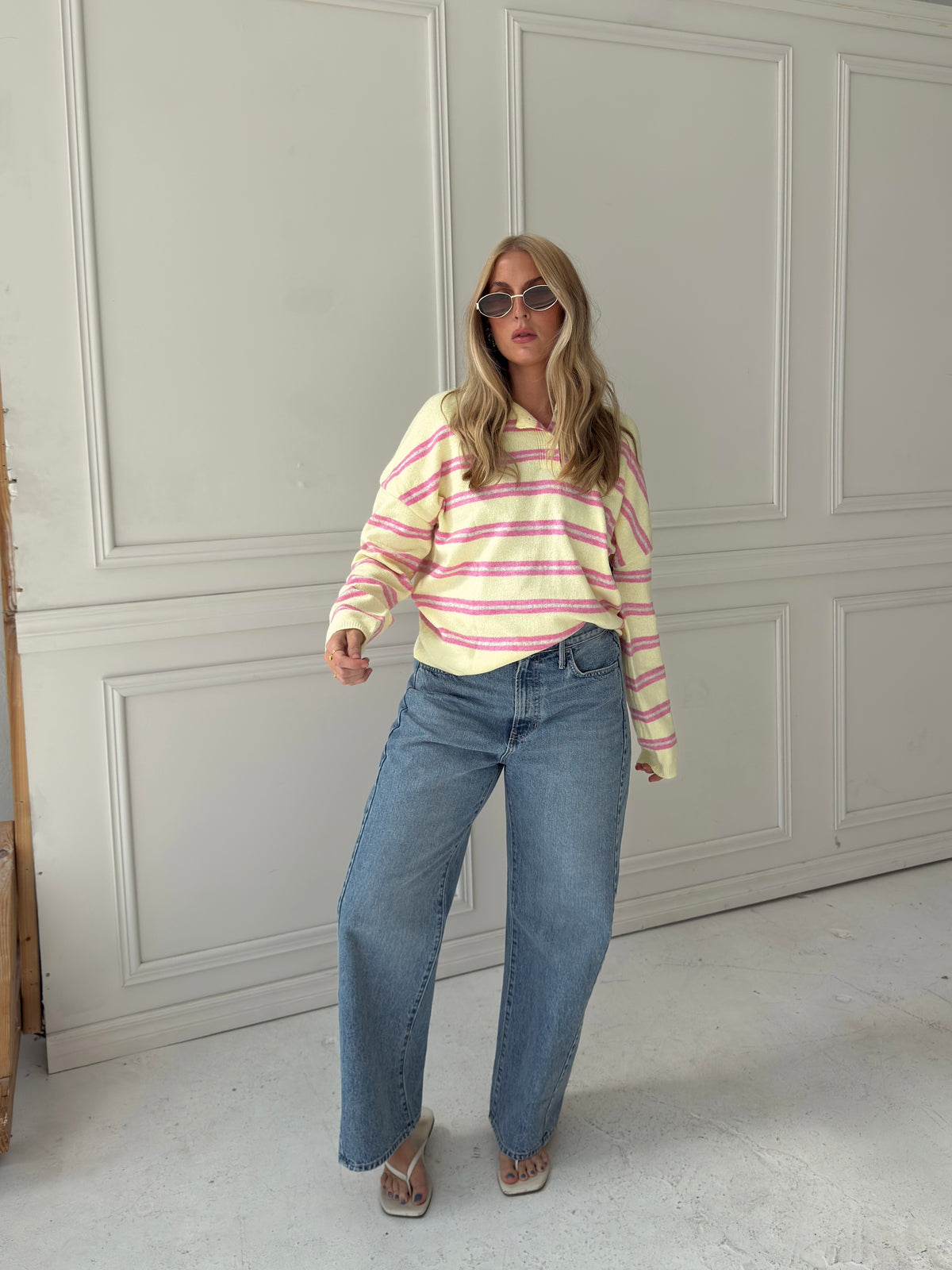 Caroline Cozy Stripe Knit Sweater - Yellow