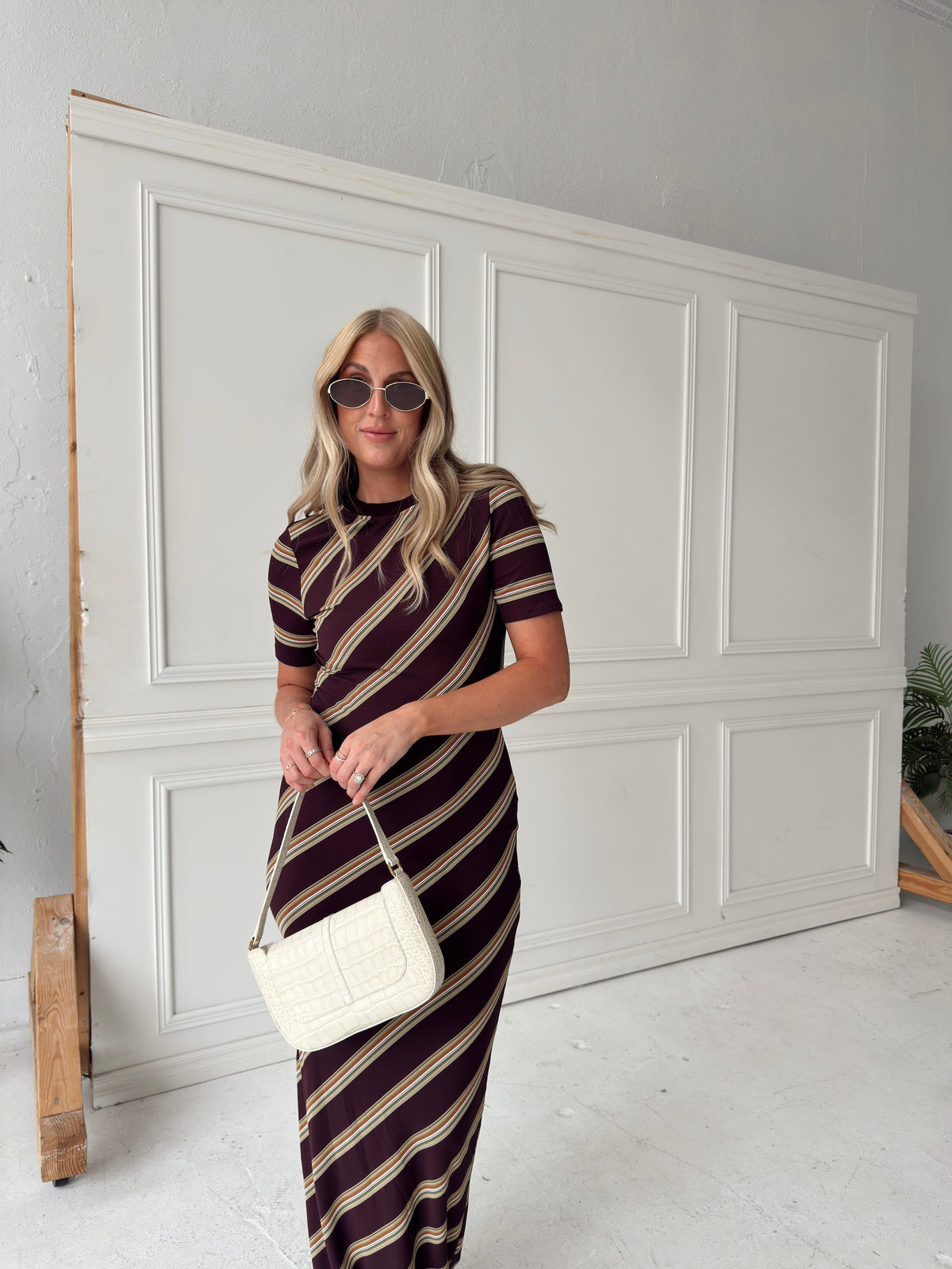 Red Brown Combo Maxi Dress