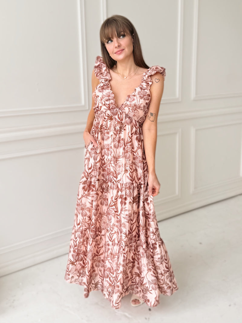 Meet Me in Santorini Whimsy Floral Maxi Dress