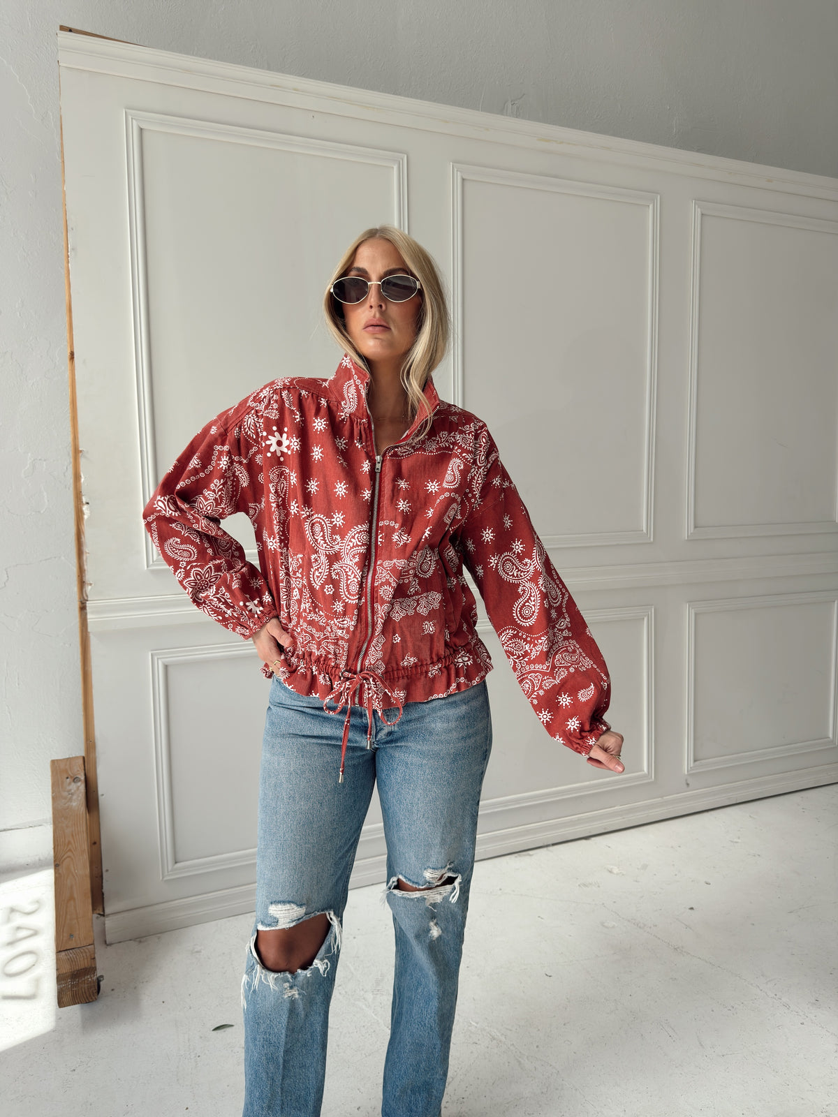 Chloe Bandana Print Bomber Jacket