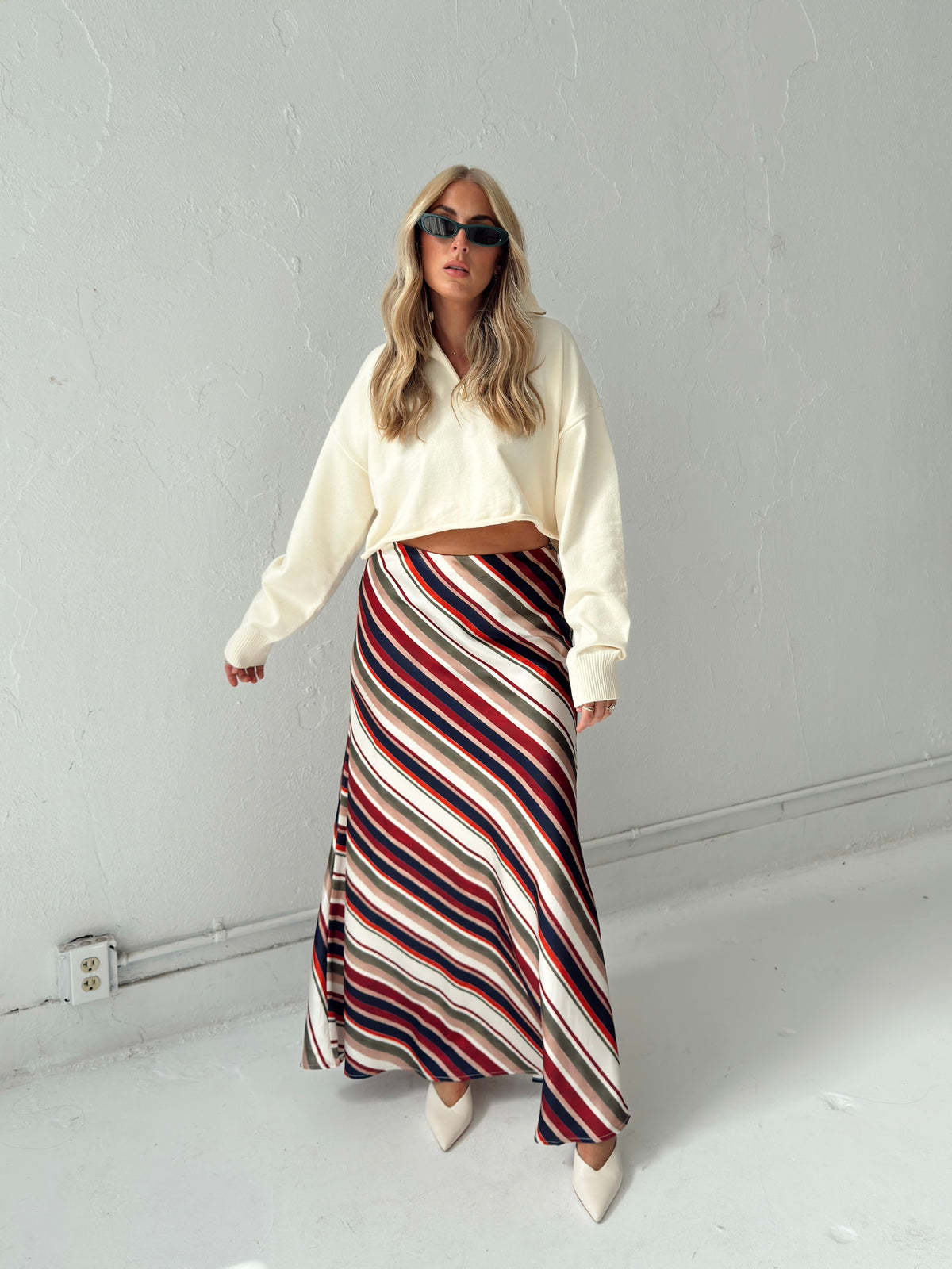 Pre-Order Dani Diagonal Stripe Maxi Skirt (restock eta 10/19)