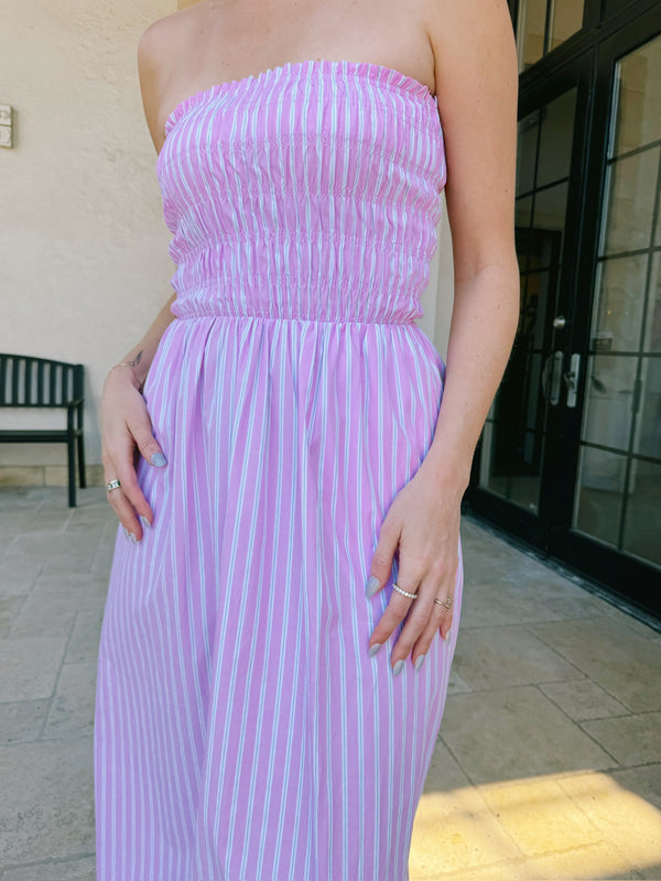 Hamptons Stripe Maxi Dress - Pink