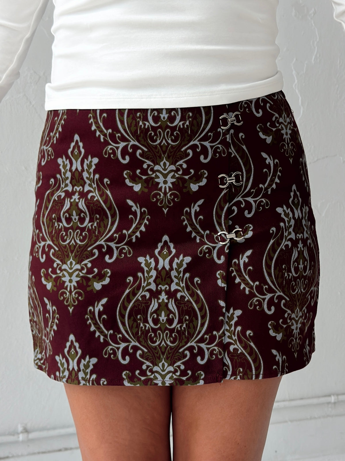 Ari Paisley Print Denim Mini Skirt