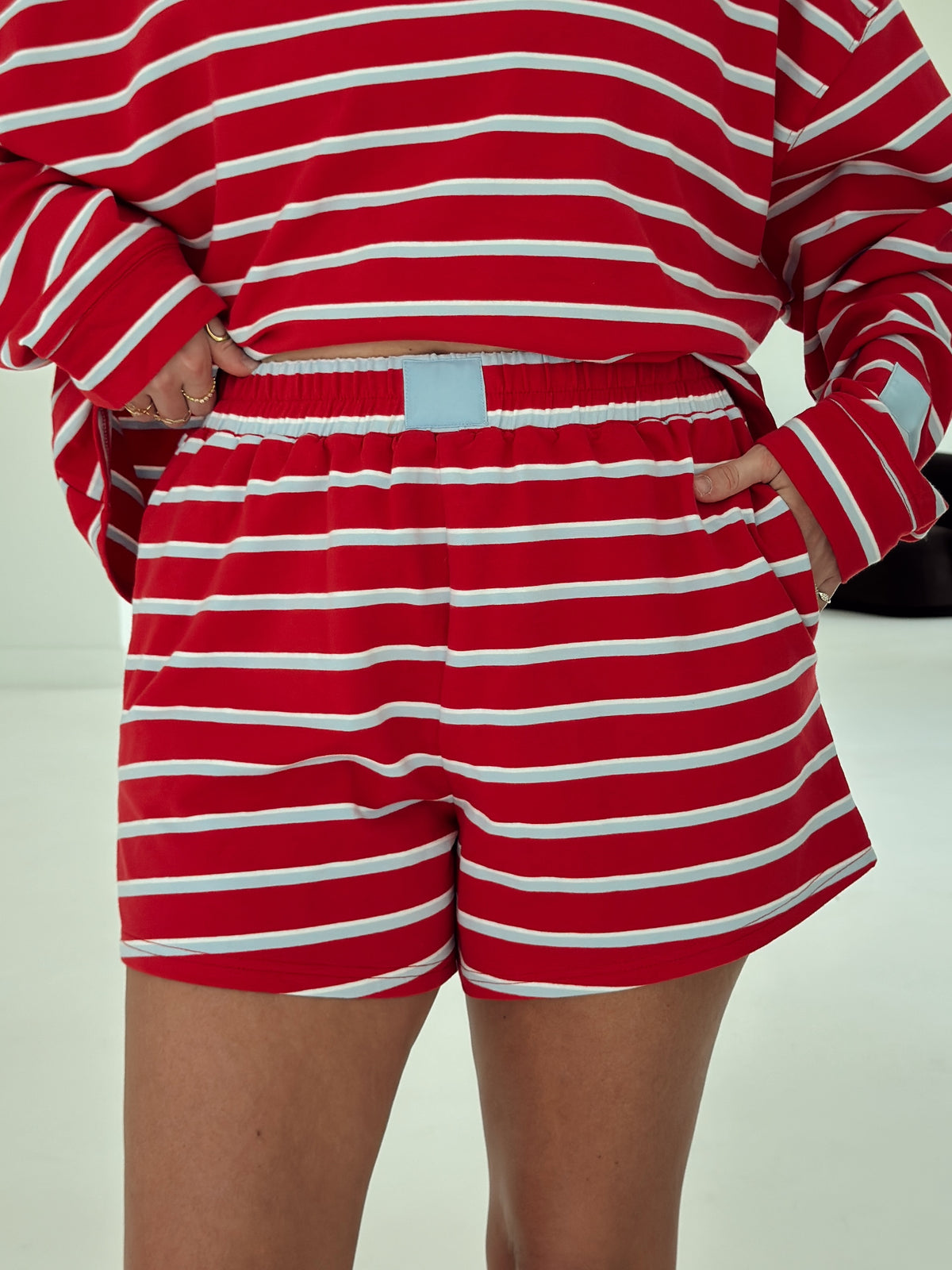 Crosby Stripe Shorts - Tomato and Baby Blue