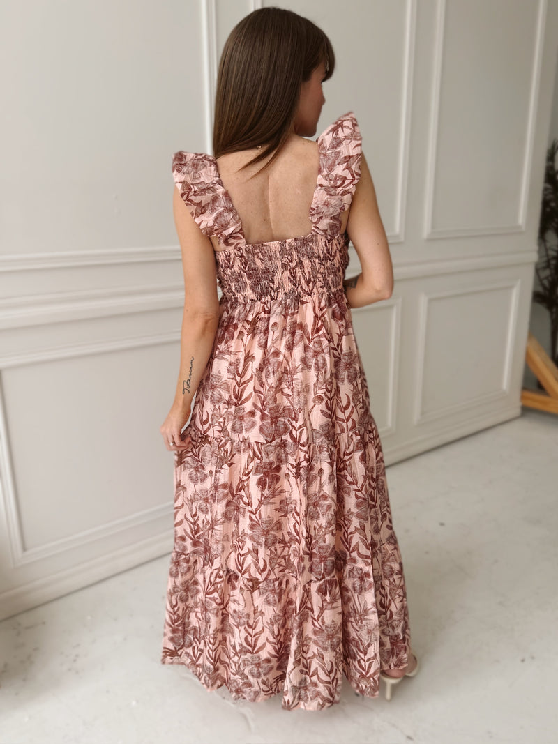 Meet Me in Santorini Whimsy Floral Maxi Dress